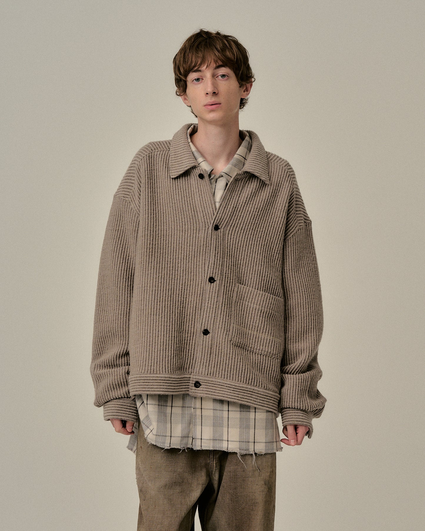 WOOL CORDUROY WORK SHIRT JACKET(SAND)