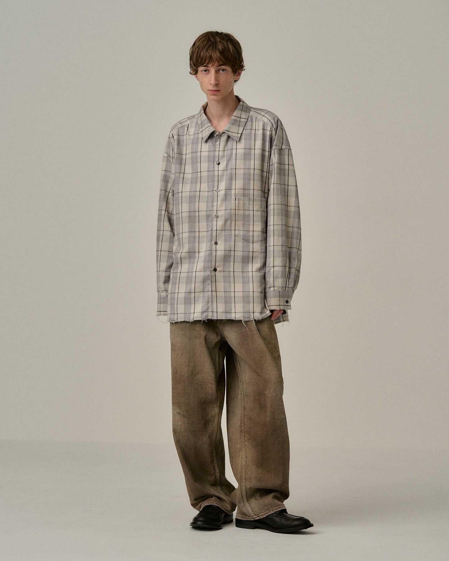 C/R CHECK SHIRT(GRAY)