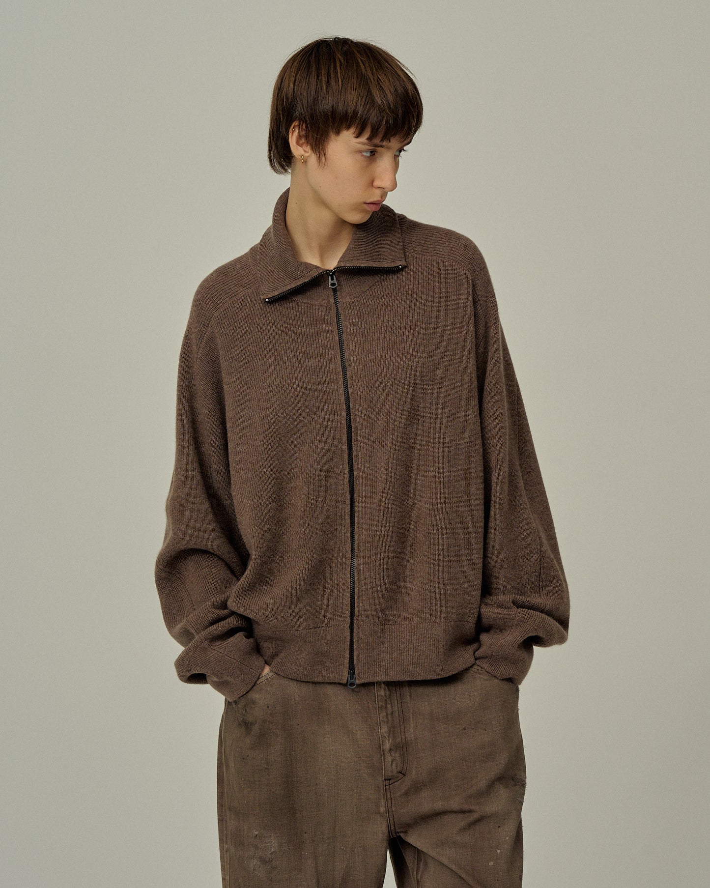 C/W DRIVERS KNIT(BROWN)