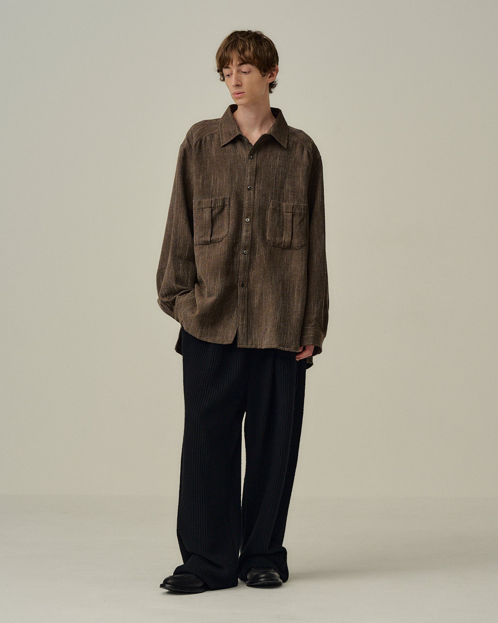 WOOLCORD BELTLESS SLACKS(BLACK) – ANCELLM