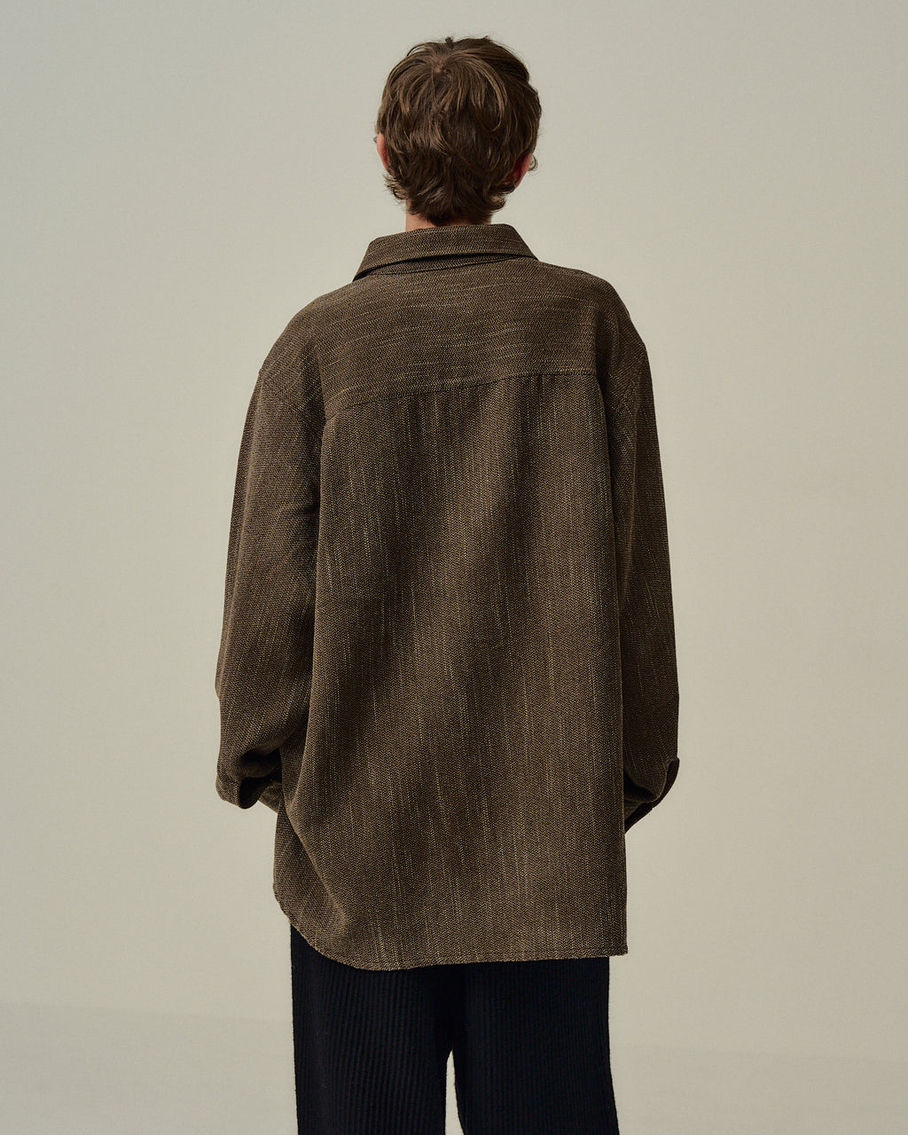 MELANGE WOOL OVER WORK SHIRT(BROWN)