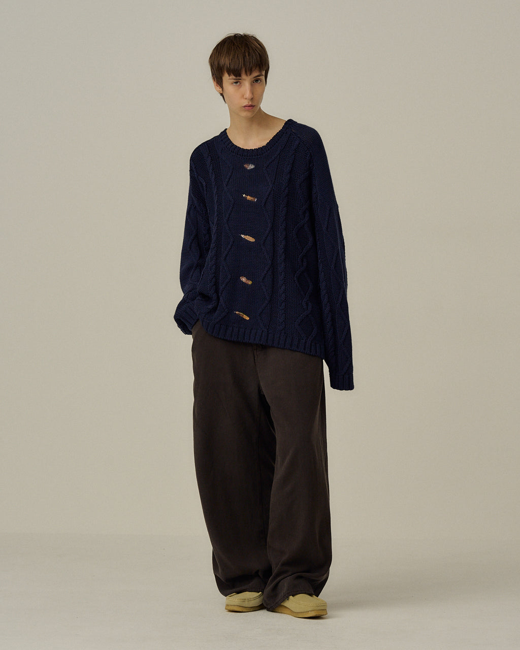 SILK WIDE SLACKS(D.OLIVE)