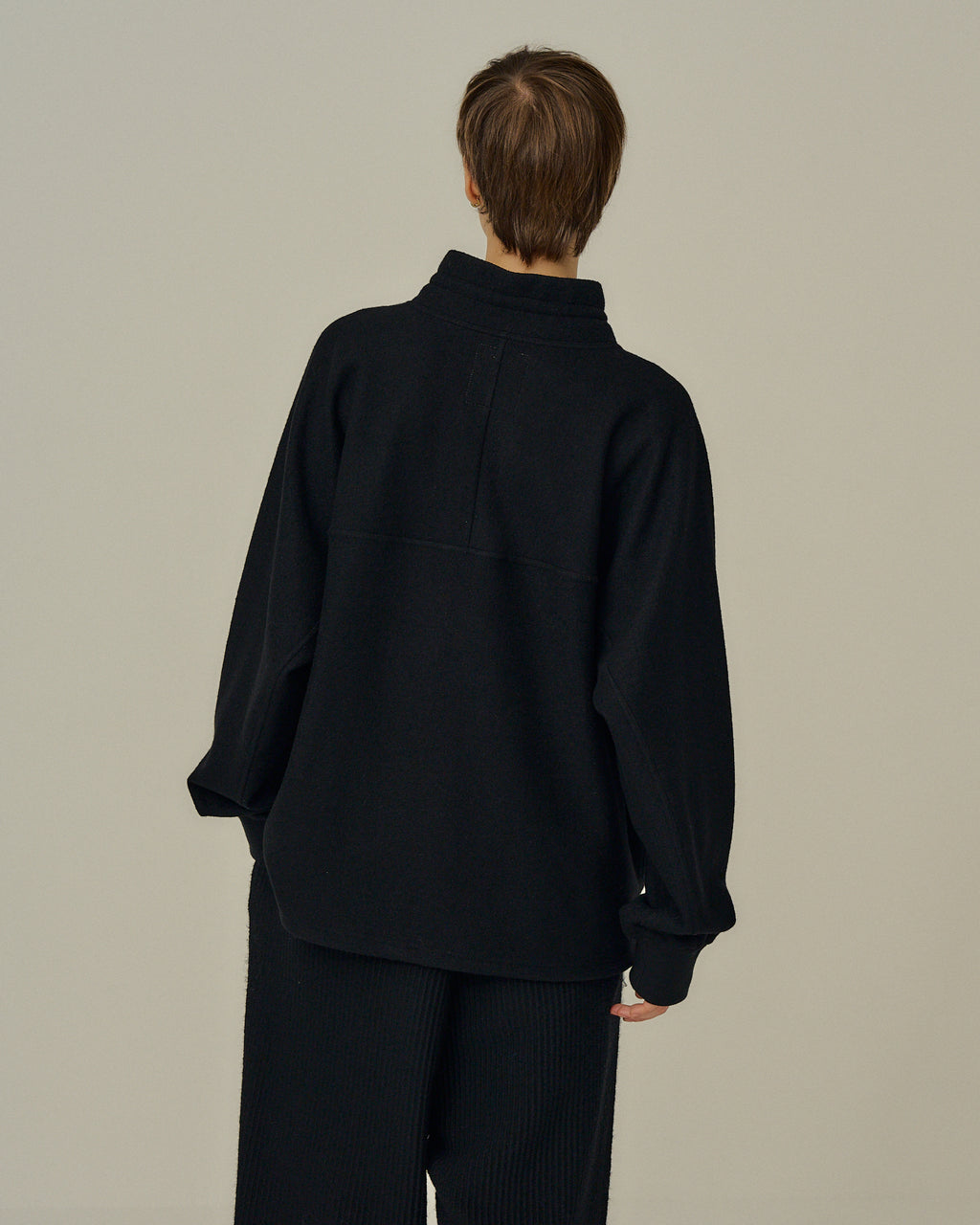 HENLEY PULL OVER SHIRT(BLACK)