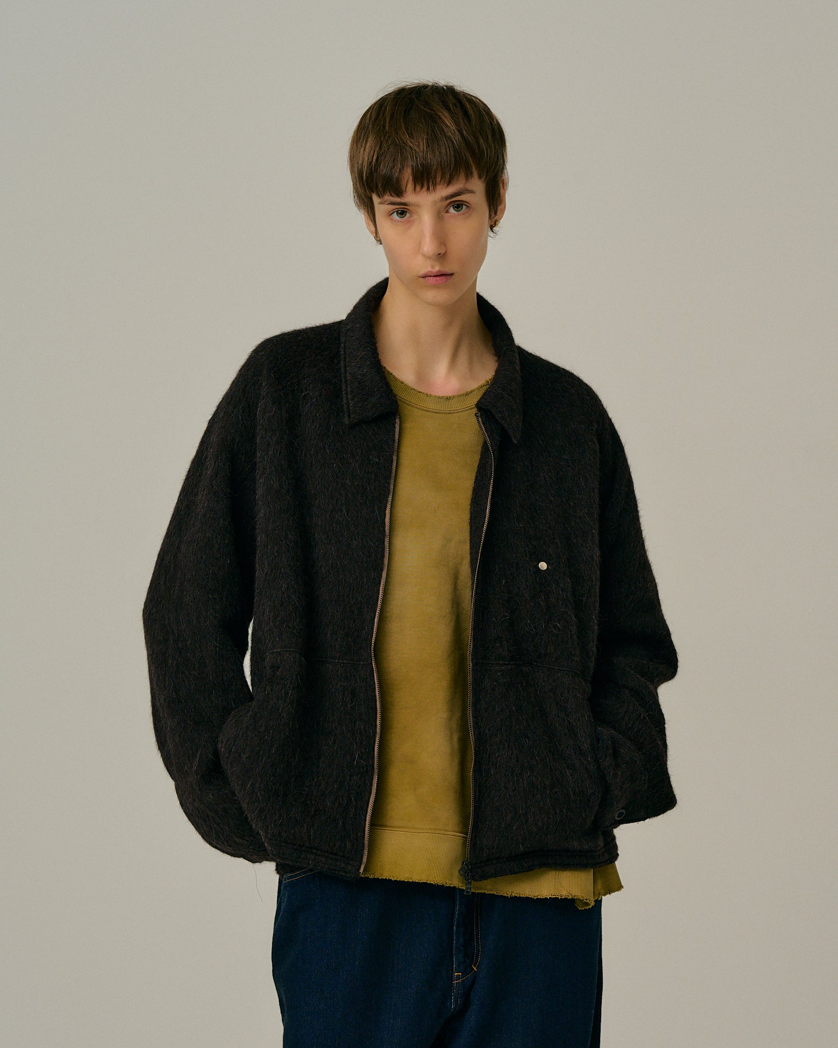 トップス ANCELLM SHAGGY ZIP UP SHIRT SHAGGY ZIP UP SHIRT(BROWN) – ANCELLM