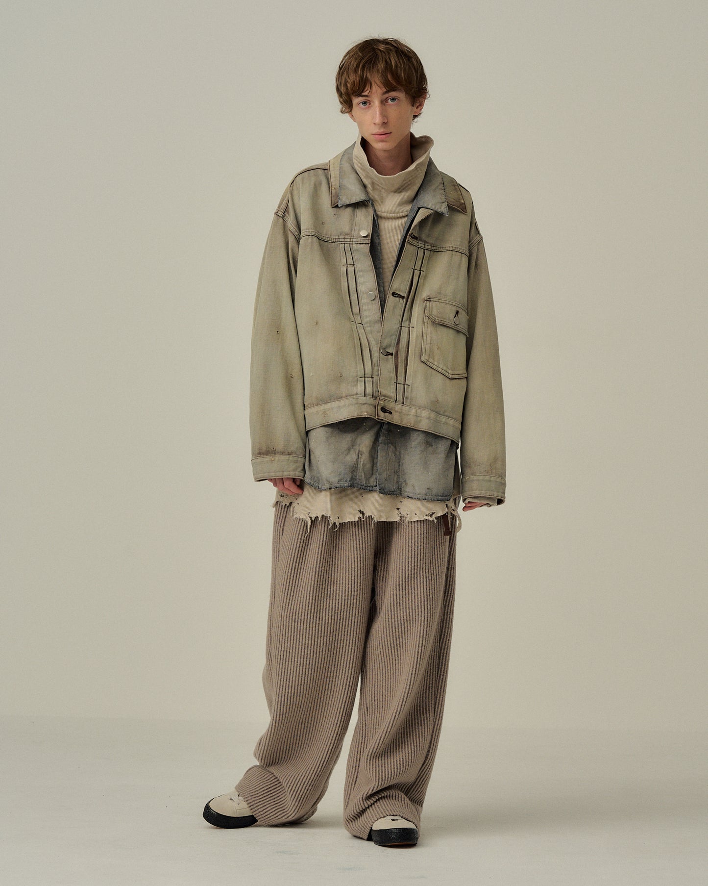 LAYERING COLOR DENIM JACKET(BROWN)