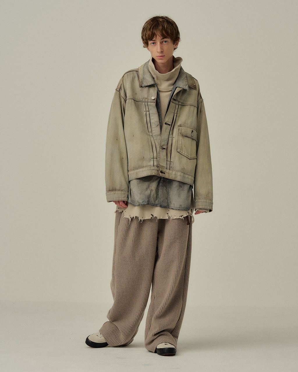 LAYERING COLOR DENIM JACKET(BROWN)