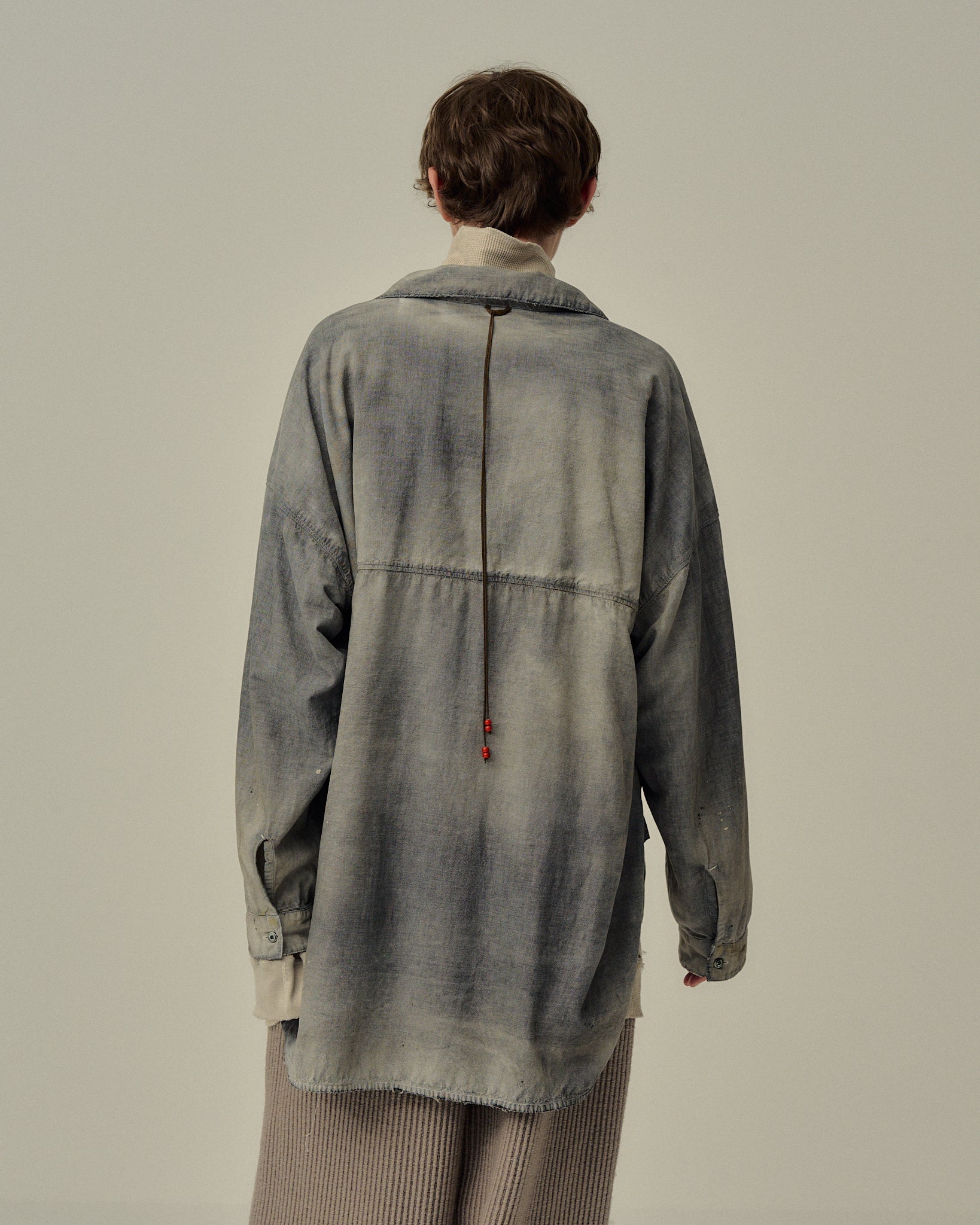 新品25AW ANCELLM AGING CHAMBRAY LONG SHIRT AGING CHAMBRAY LONG SHIRT(BLACK) – ANCELLM