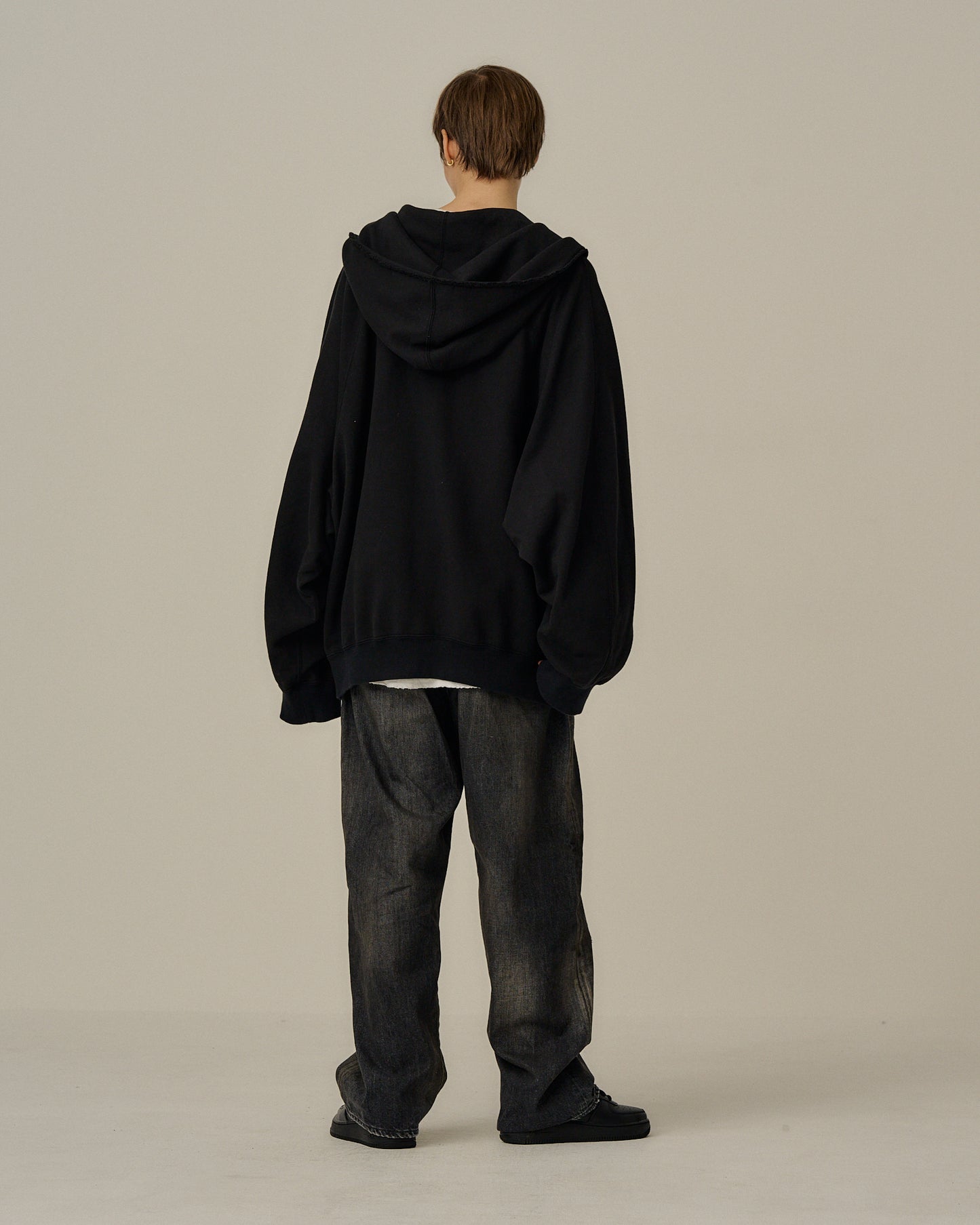 SWEAT HOODIE COAT(BLACK)