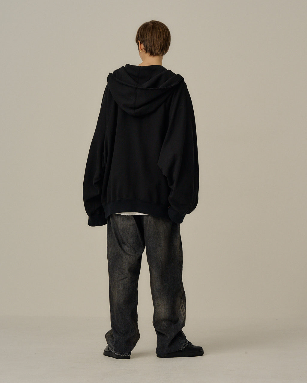 SWEAT HOODIE COAT(BLACK)