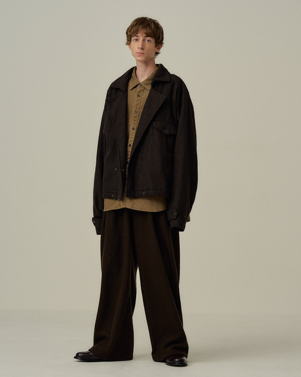 PILLING WOOL DOUBLE BLOUSON(BROWN)