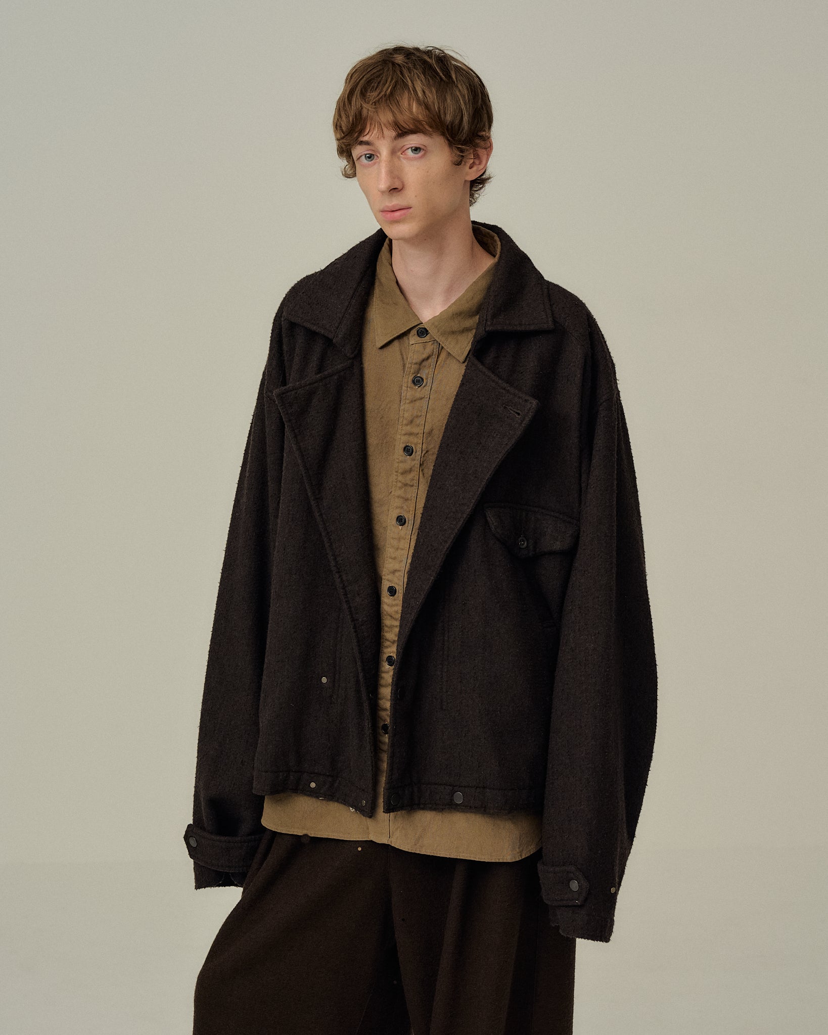 ジャケット・アウター ANCELLM PILLING WOOL DOUBLE BLOUSON BK 2 PILLING WOOL DOUBLE BLOUSON(BLACK) – ANCELLM