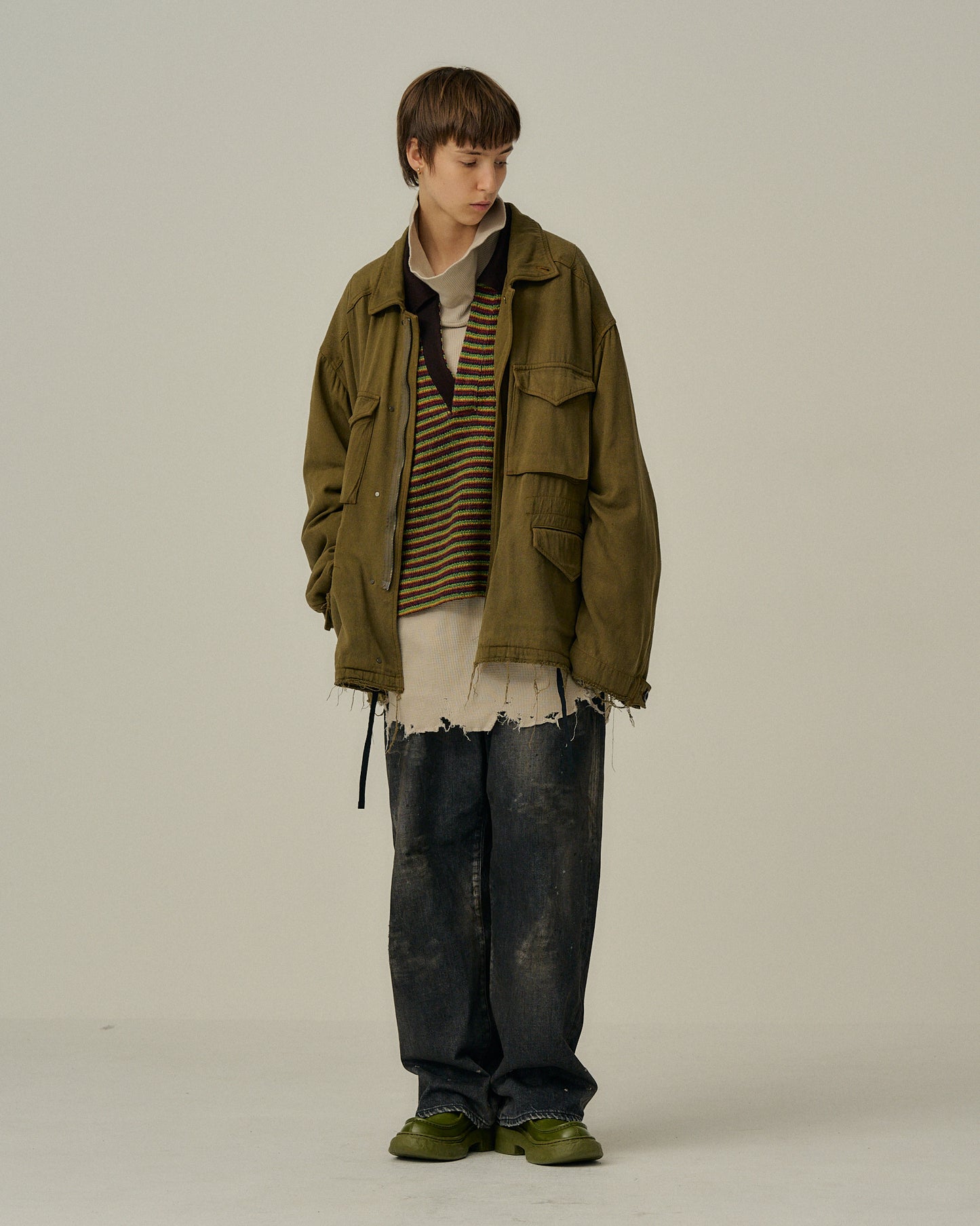 SILK SUEDE FIELD JACKET(KHAKI)