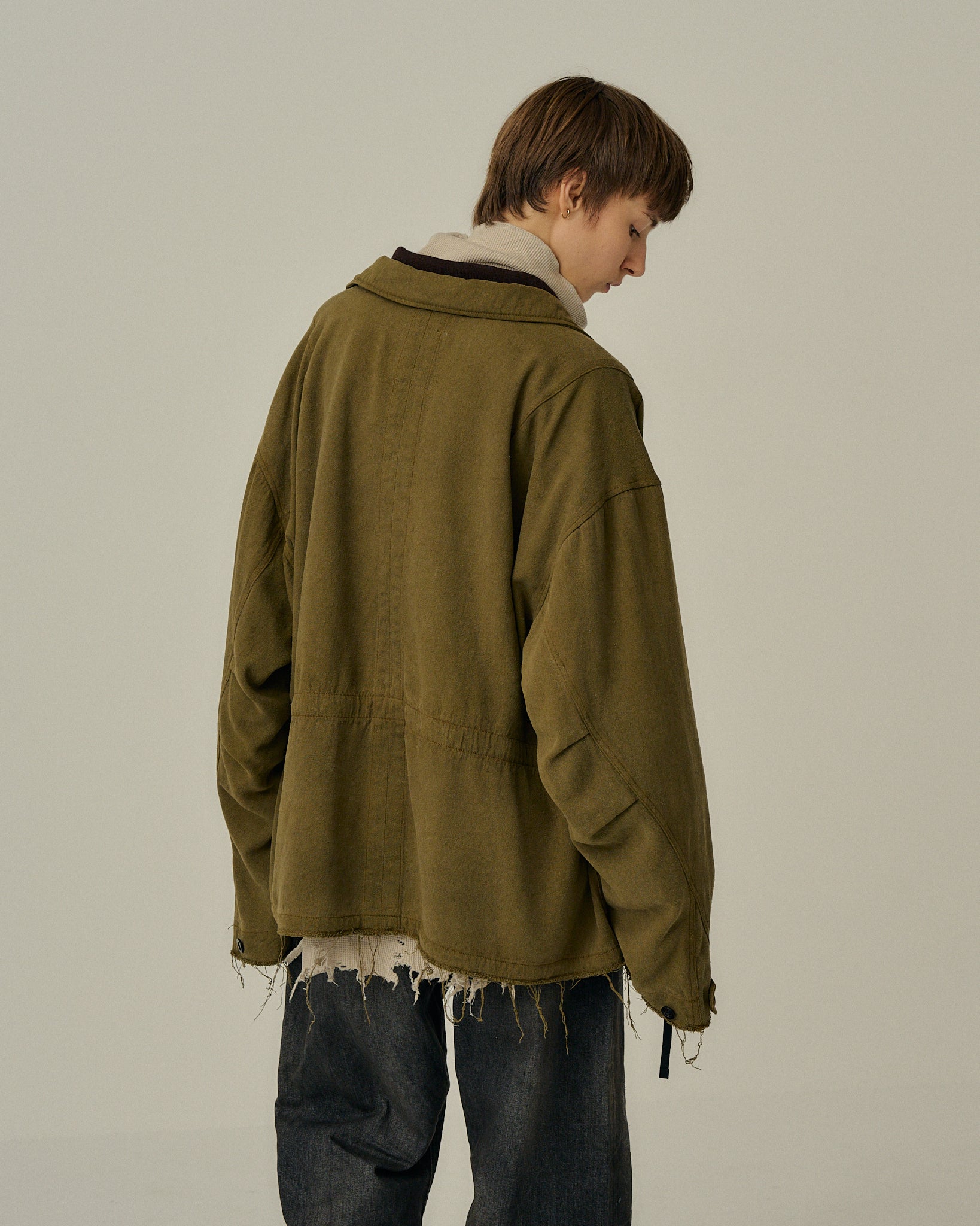 SILK SUEDE FIELD JACKET(KHAKI) – ANCELLM