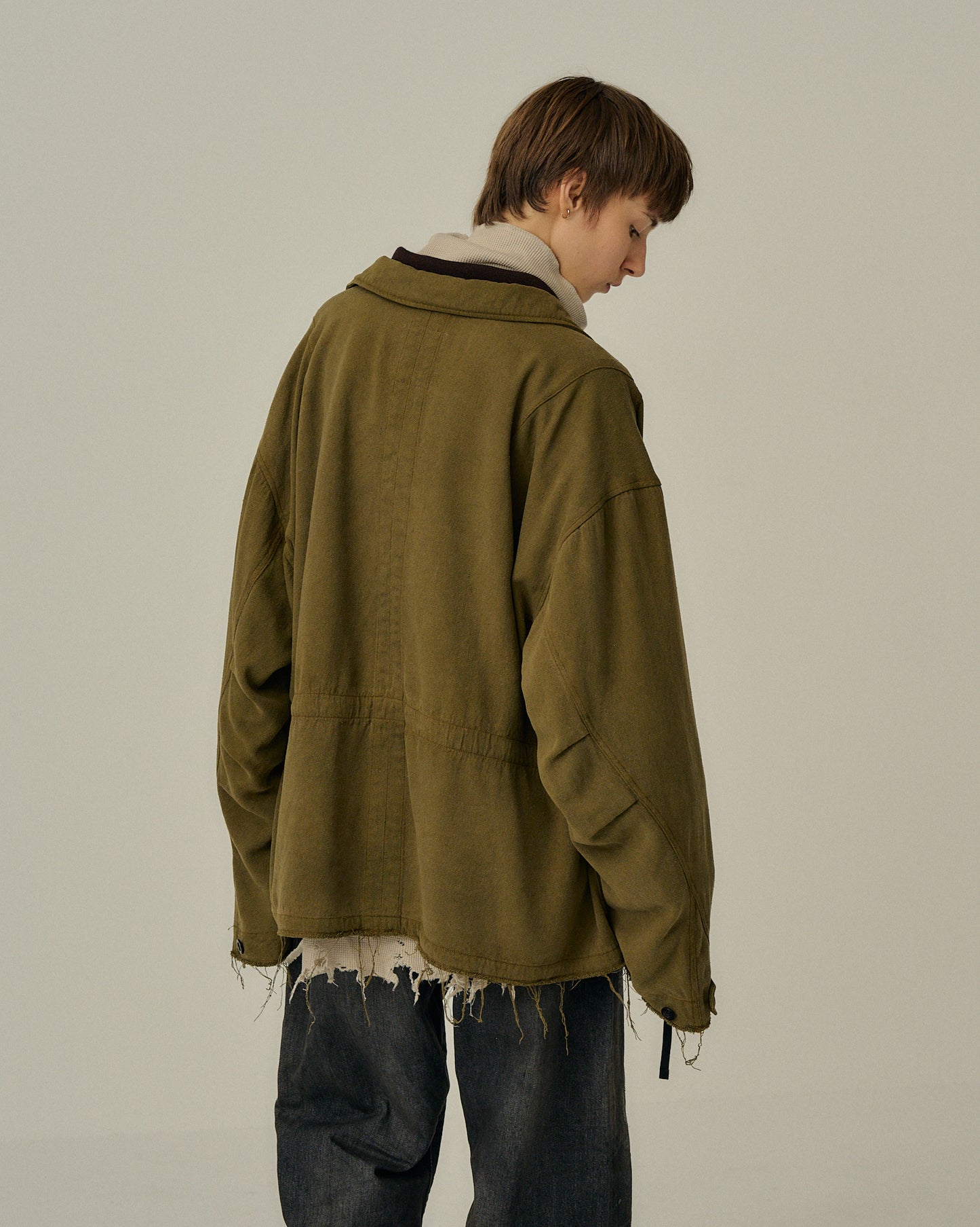 SILK SUEDE FIELD JACKET(KHAKI)
