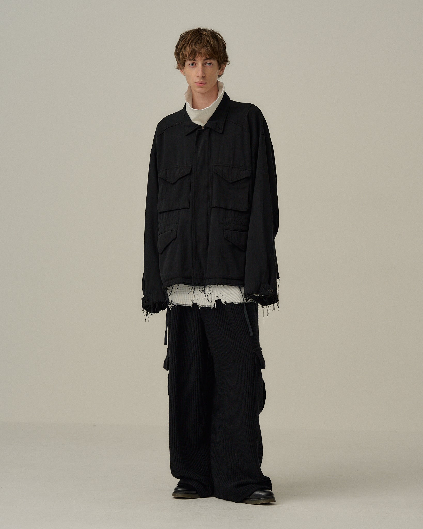 SILK SUEDE FIELD JACKET(BLACK) – ANCELLM