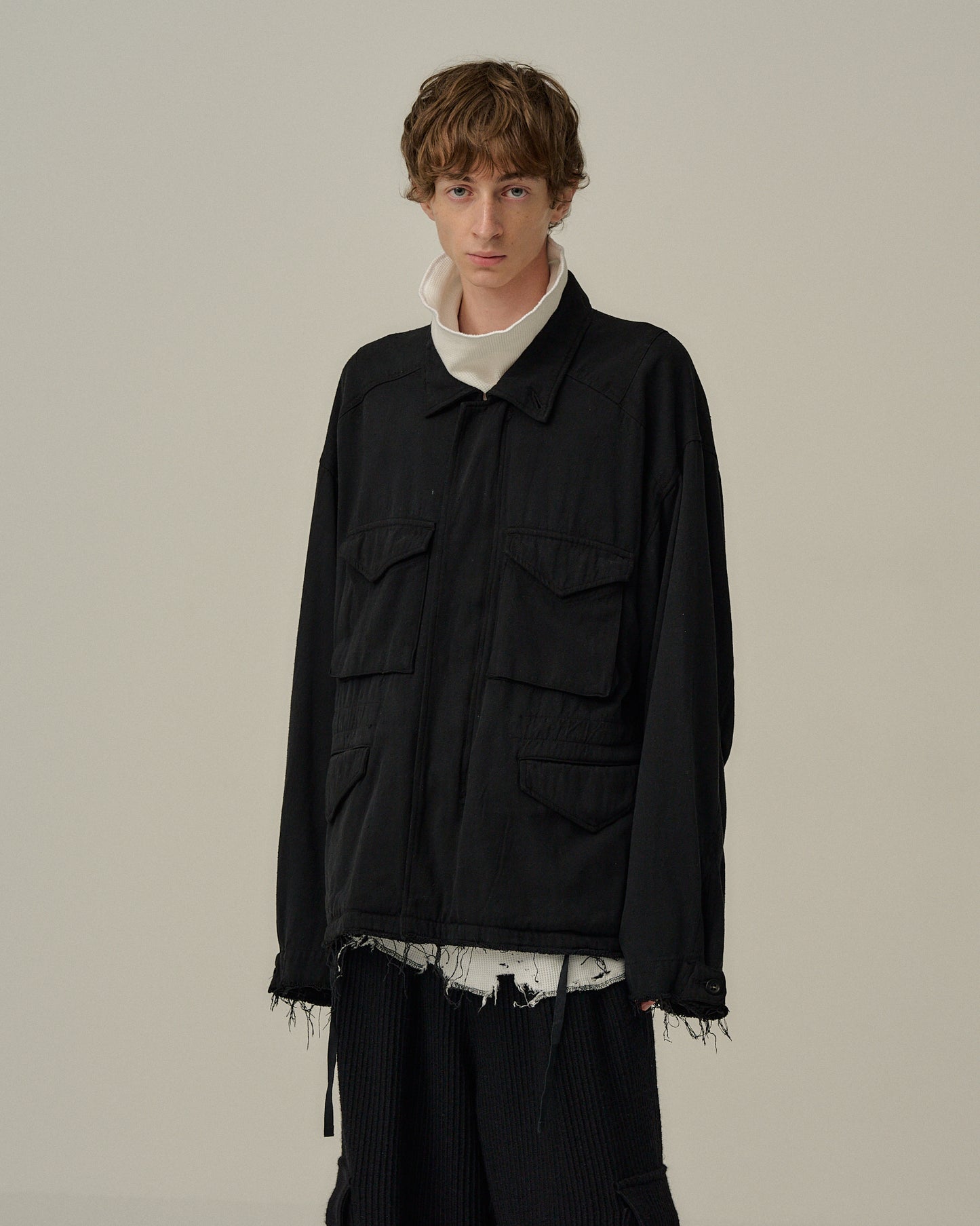 SILK SUEDE FIELD JACKET(BLACK)