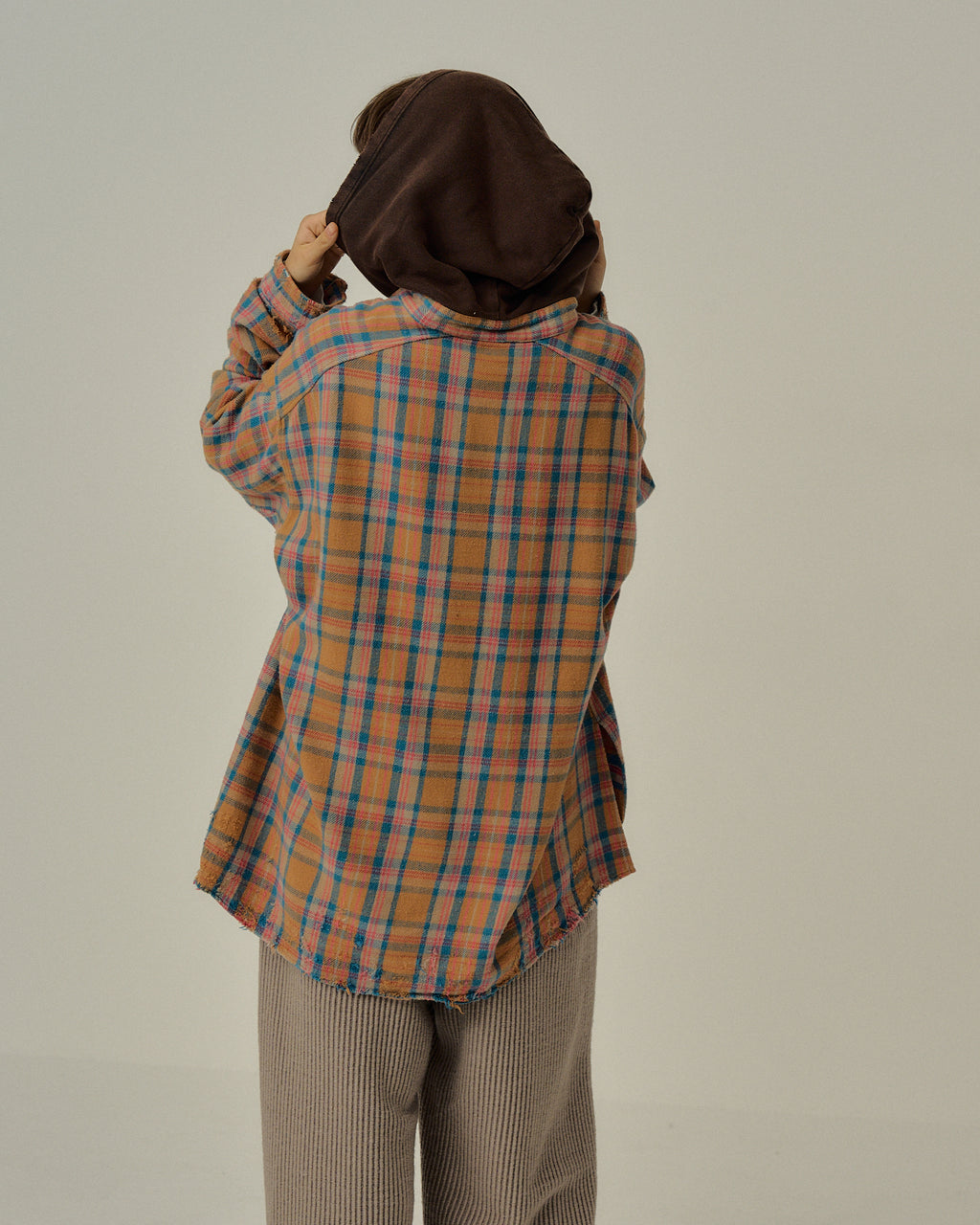 NEL CHECK HOODIE SHIRT(CAMEL)