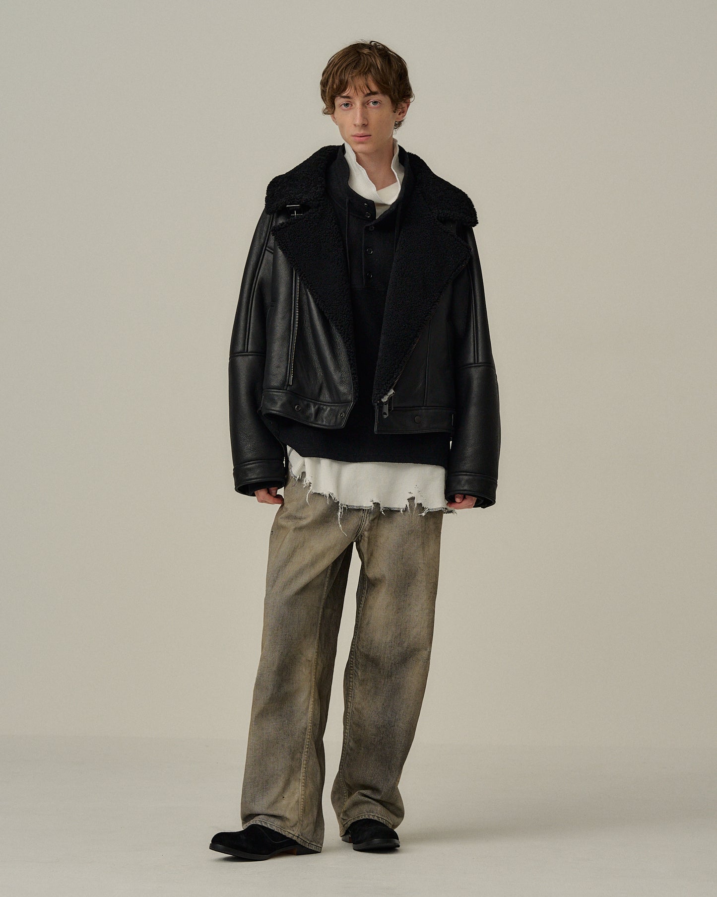 MOUTON DOUBLE JACKET(BLACK×BLACK)