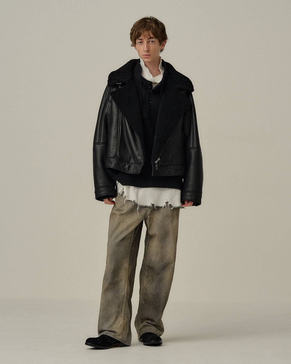 MOUTON DOUBLE JACKET(BLACK×BLACK)