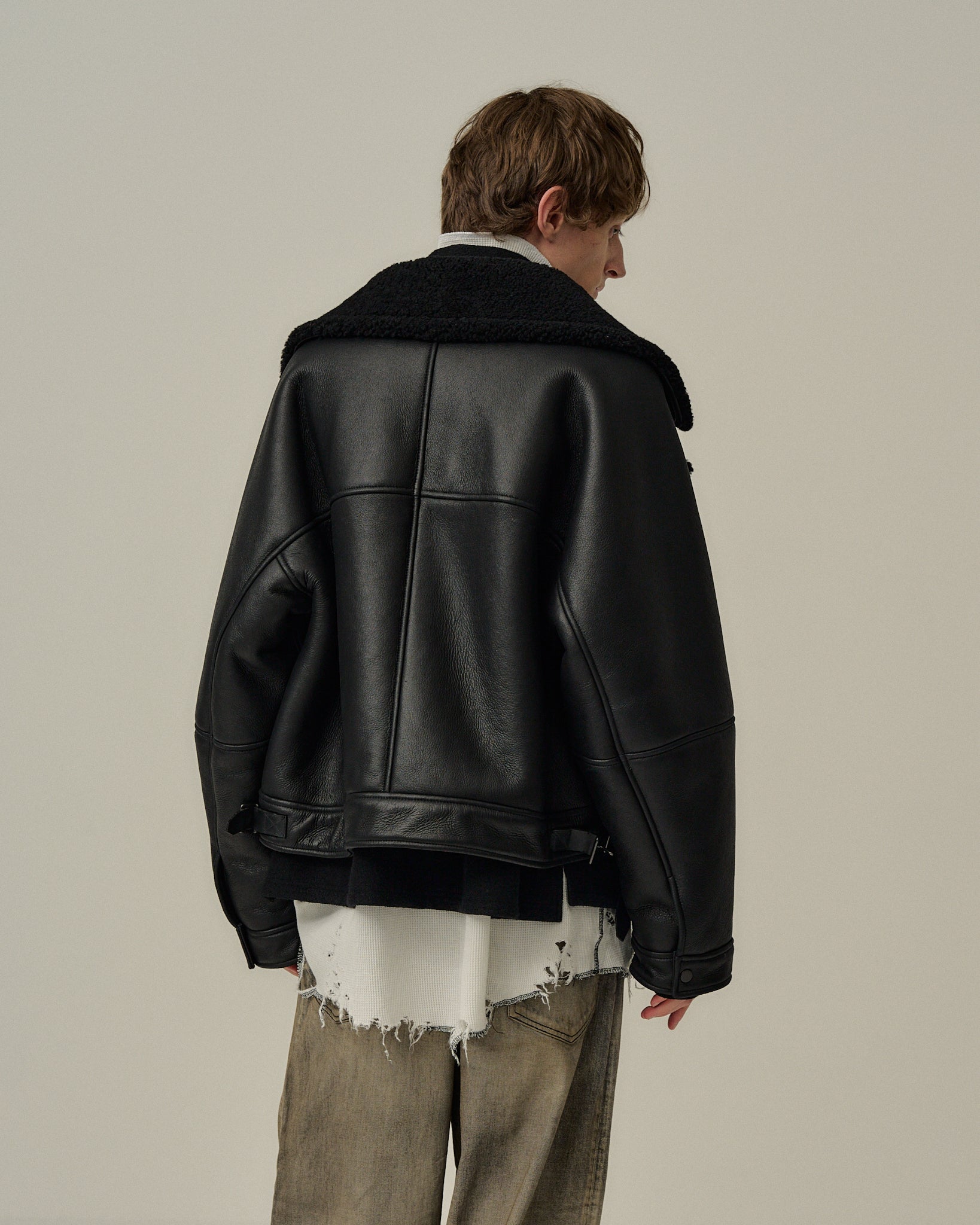 MOUTON DOUBLE JACKET(BLACK×BLACK) – ANCELLM