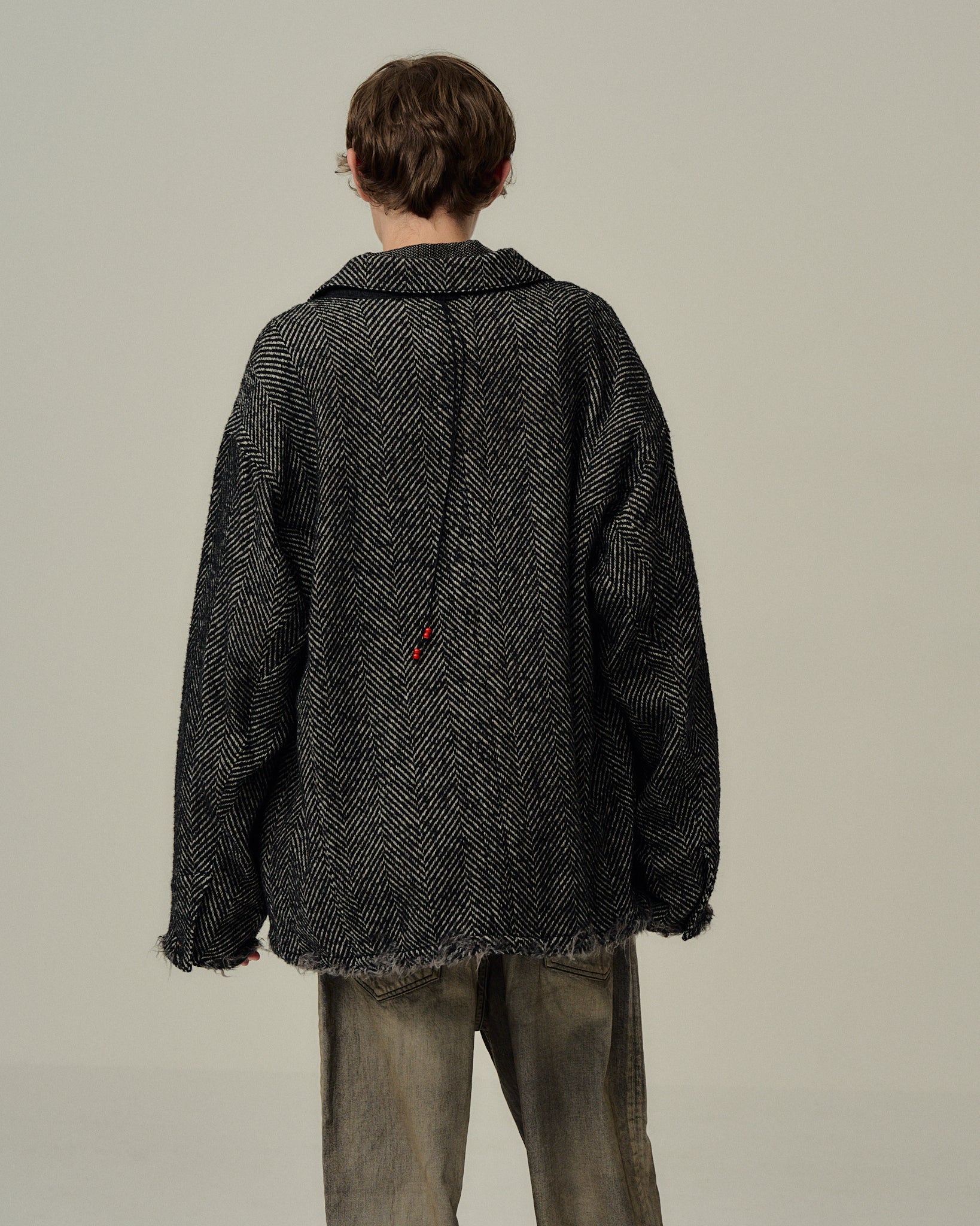 ANCELLM size1 ダメージウールヘリンボーンカバーオール DAMAGE WOOL HERRINGBONE COVER ALL(WHITE×BLACK) – ANCELLM