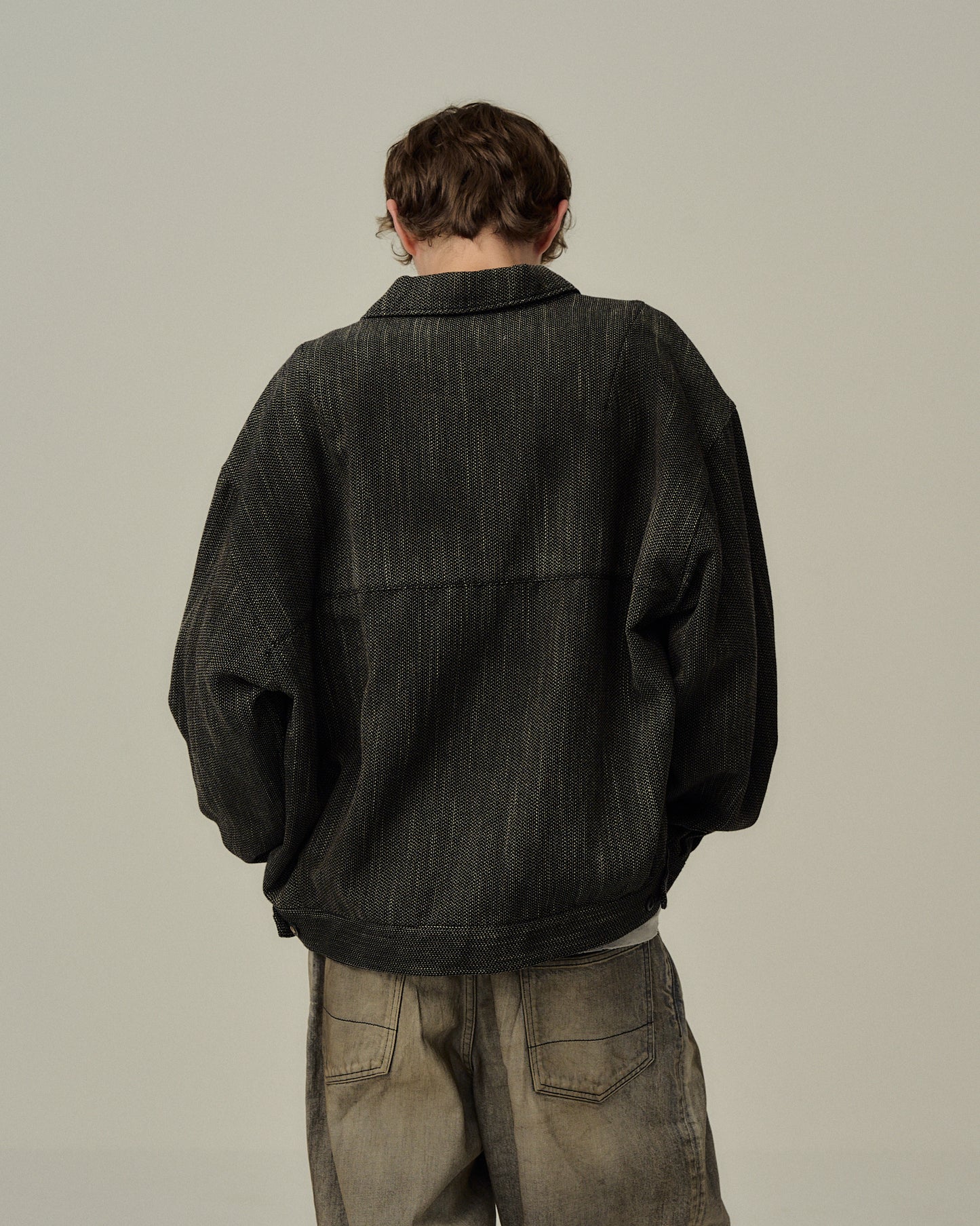 MELANGE WOOL WORK SHIRT BLOUSON(BLACK)
