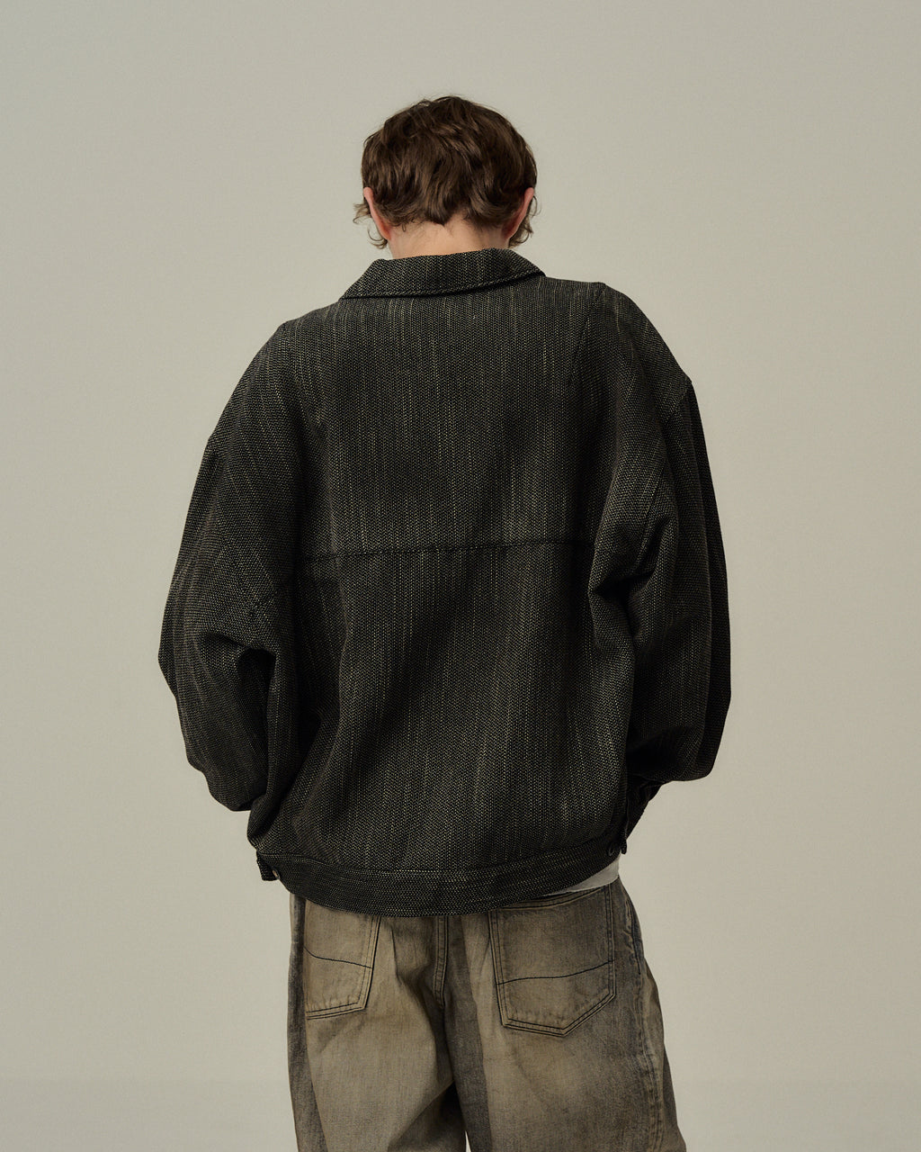 MELANGE WOOL WORK SHIRT BLOUSON(BLACK)