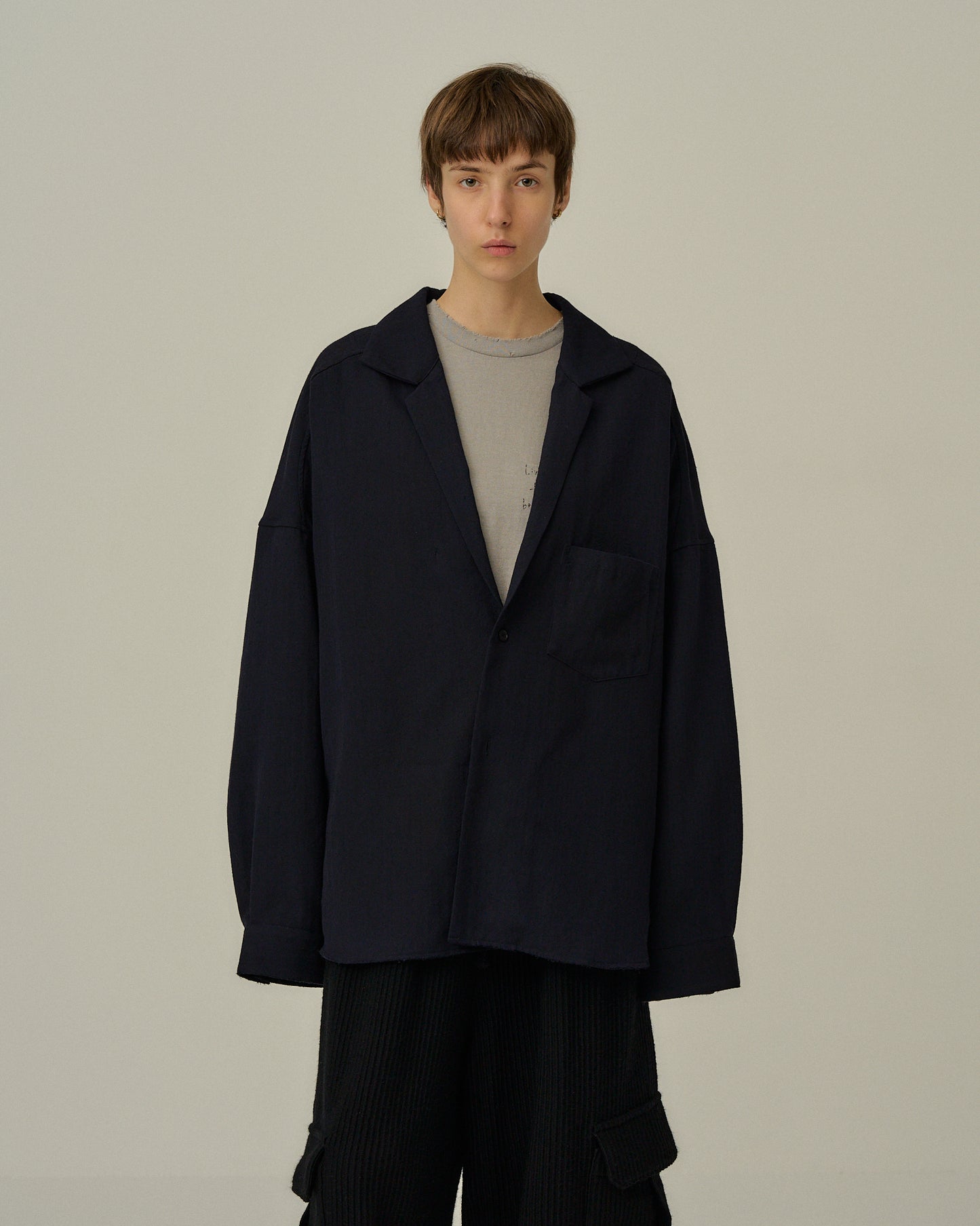 WASH WOOL TAILORED SHIRT(NAVY)