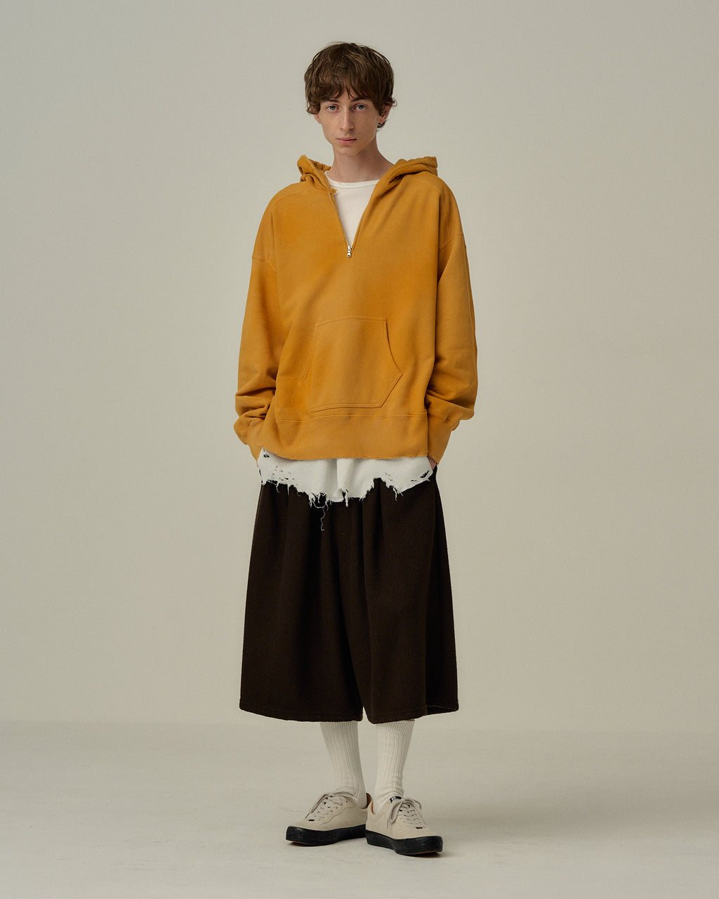 HALF ZIP HOODIE(YELLOW)