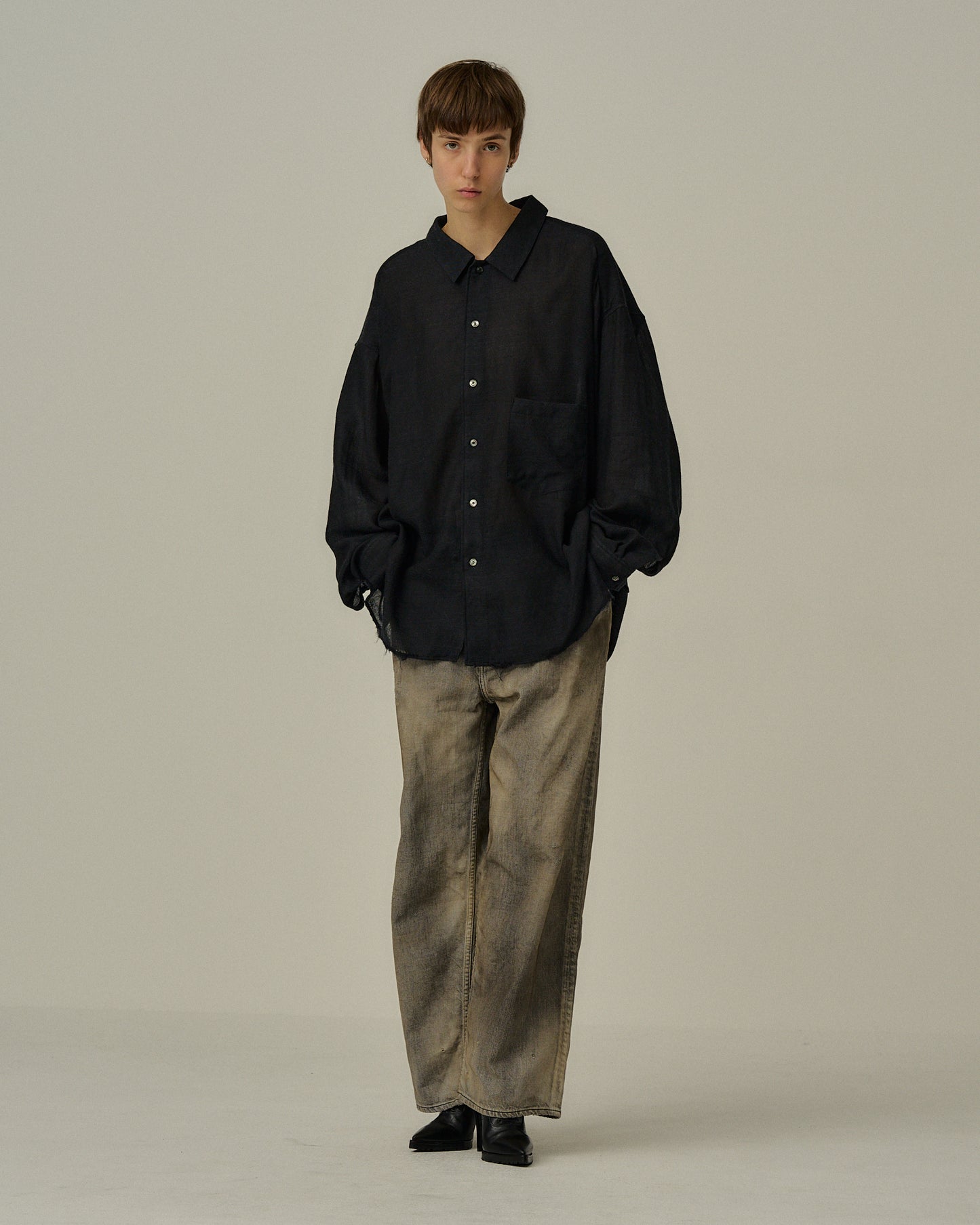 WOOL KERSEY SHIRT(BLACK)