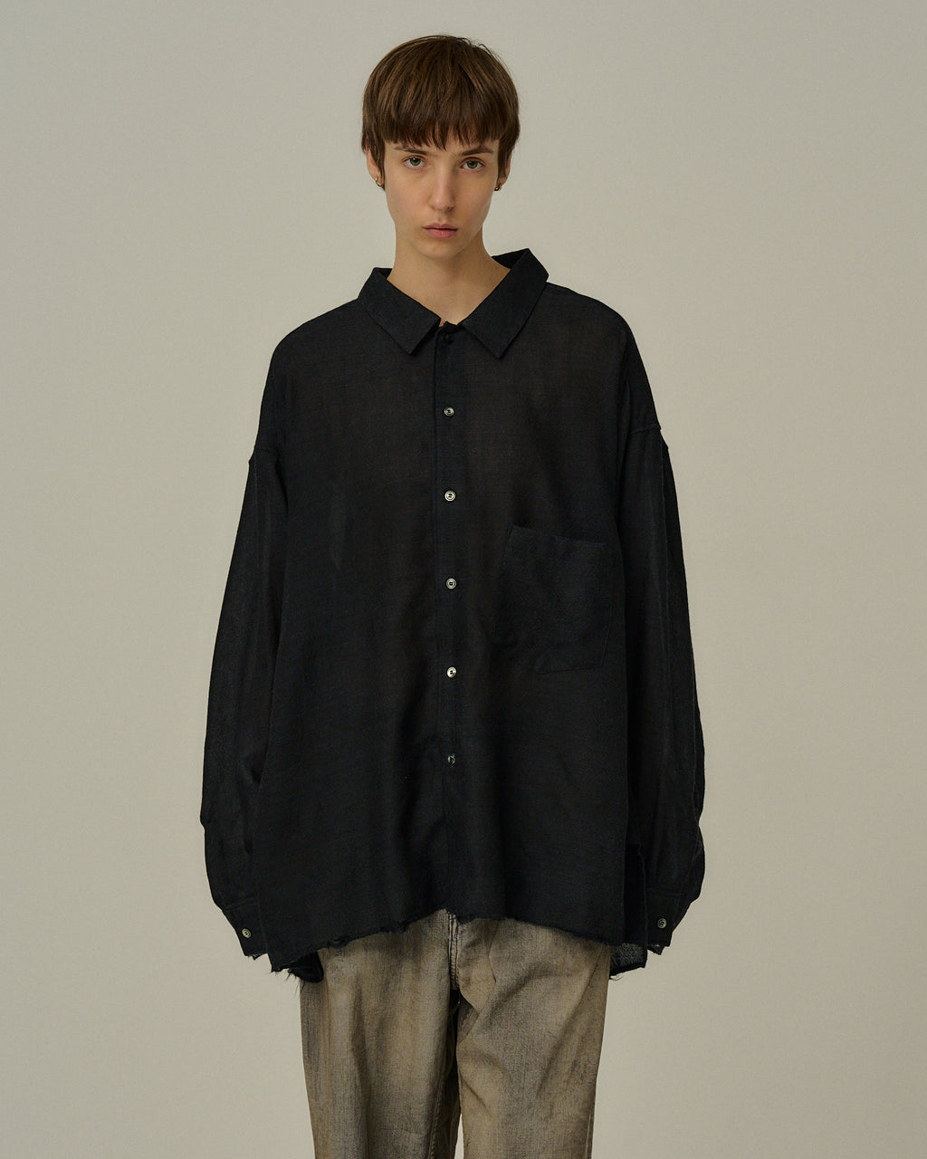 WOOL KERSEY SHIRT(BLACK)