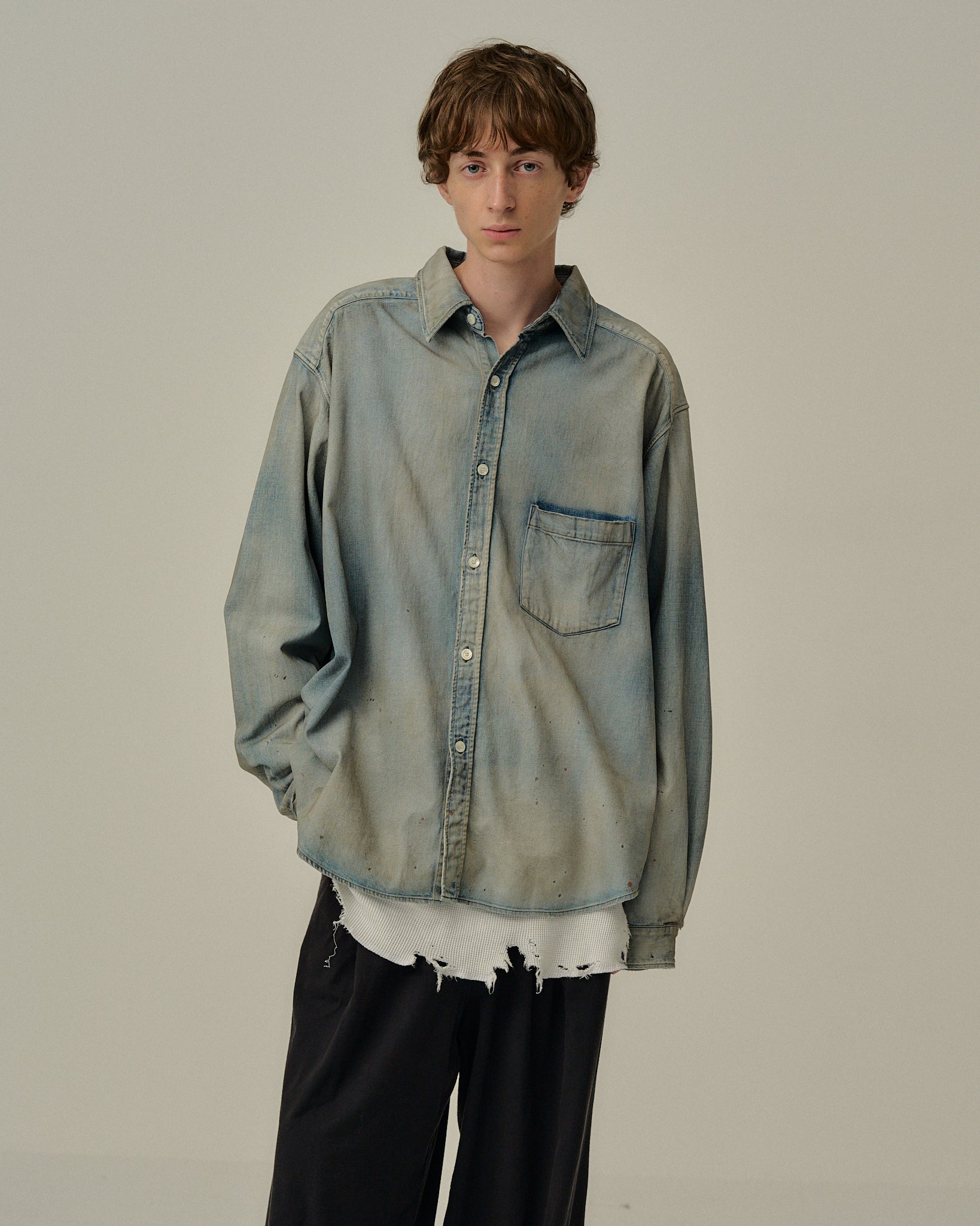 ANCELLM / DENIM DRESS SHIRT/1/デニム/GRY/ANC-SH66 DENIM DRESS SHIRT(INDIGO) – ANCELLM
