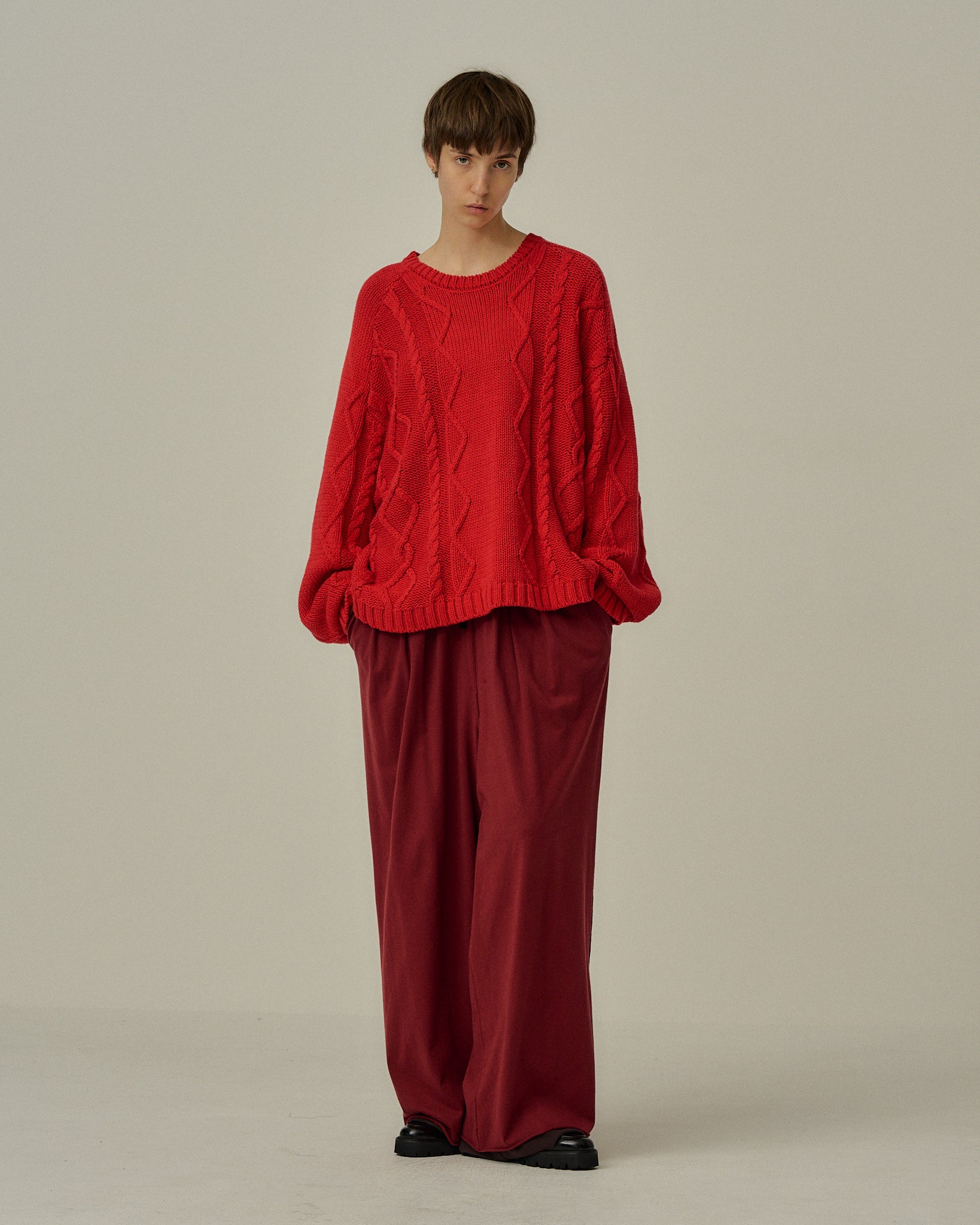 CABLE STICH KNIT(RED) – ANCELLM