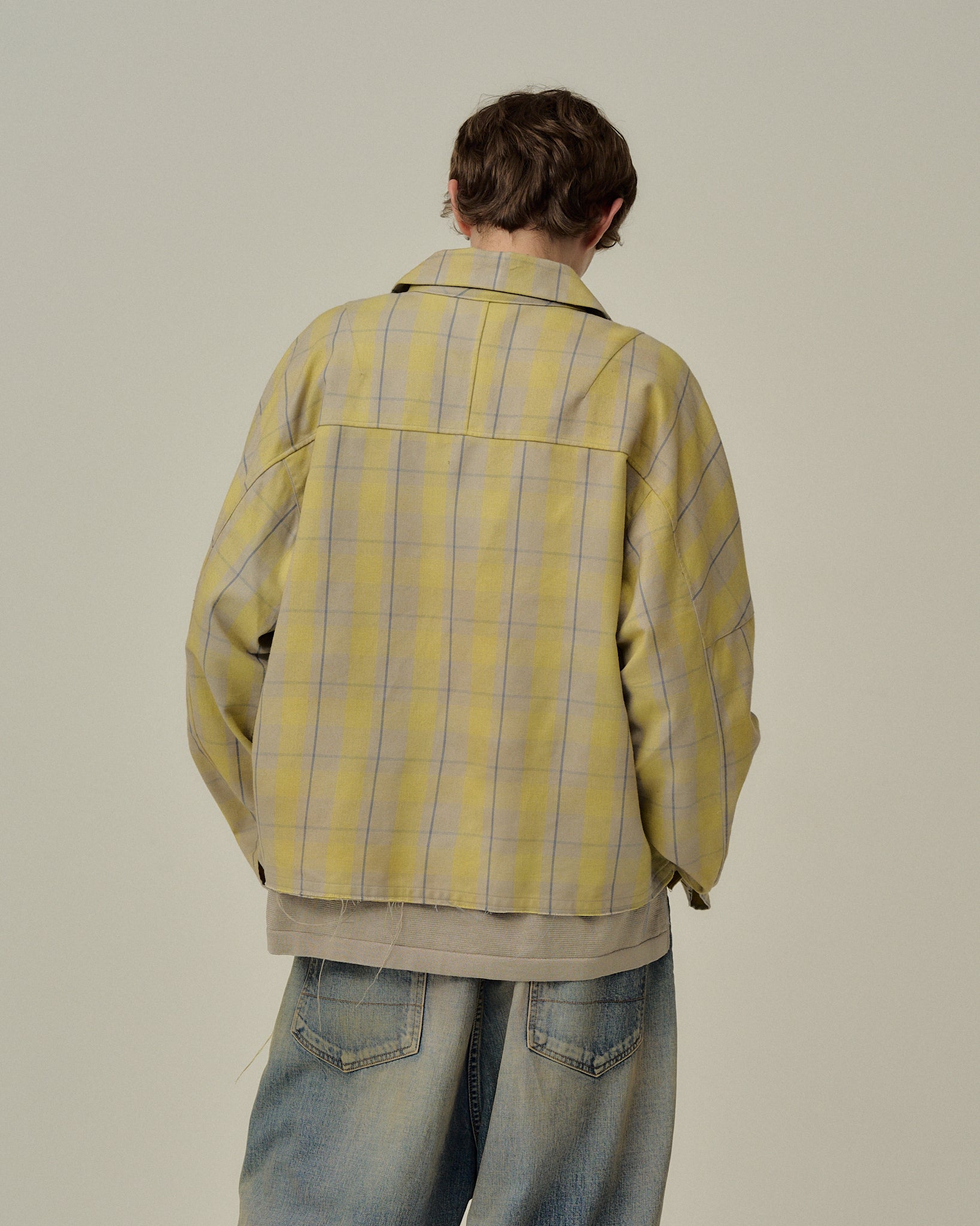 C/R CHECK SHORT ZIPUP SHIRT JACKET(YELLOW) – ANCELLM
