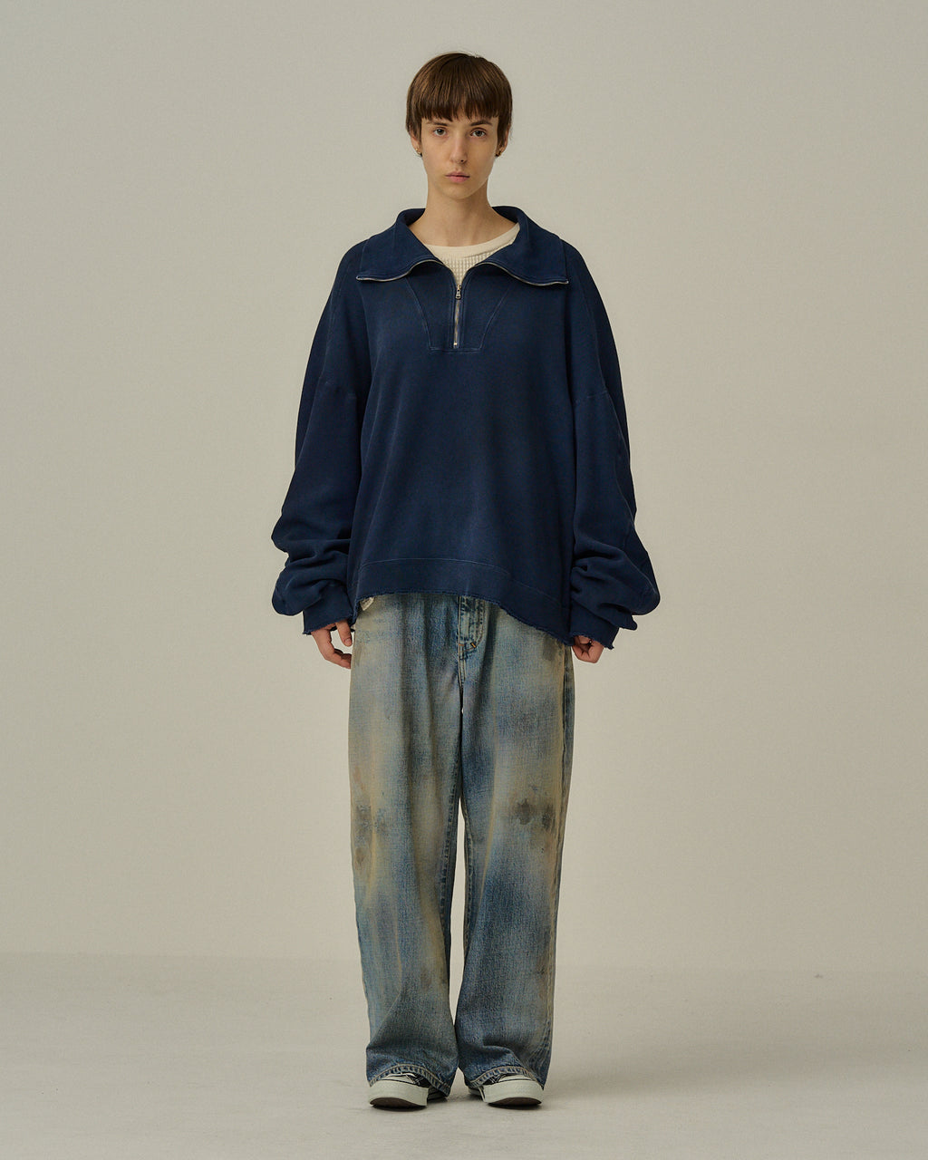 SMOOTH KNIT PULLOVER SHIRT(NAVY)