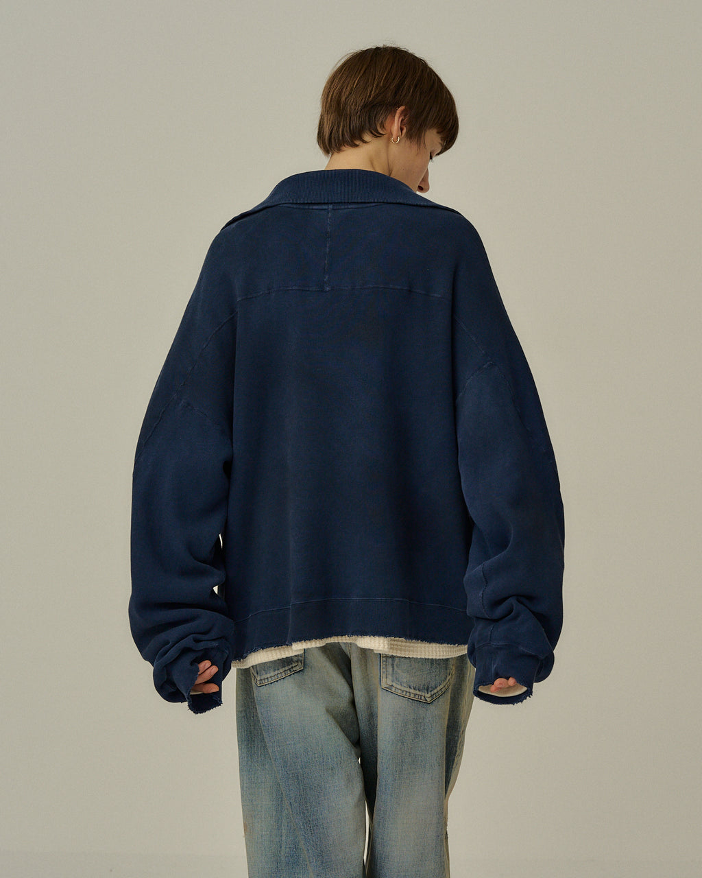 SMOOTH KNIT PULLOVER SHIRT(NAVY)