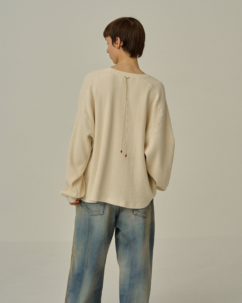 HEAVY WAFFLE OVER LS(IVORY)