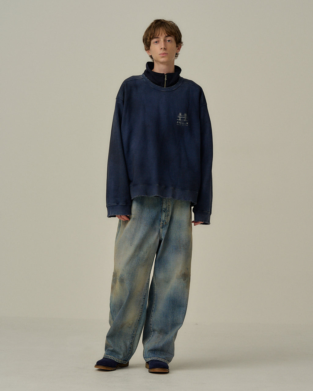 BRIDGE SWEAT SHIRT(NAVY)