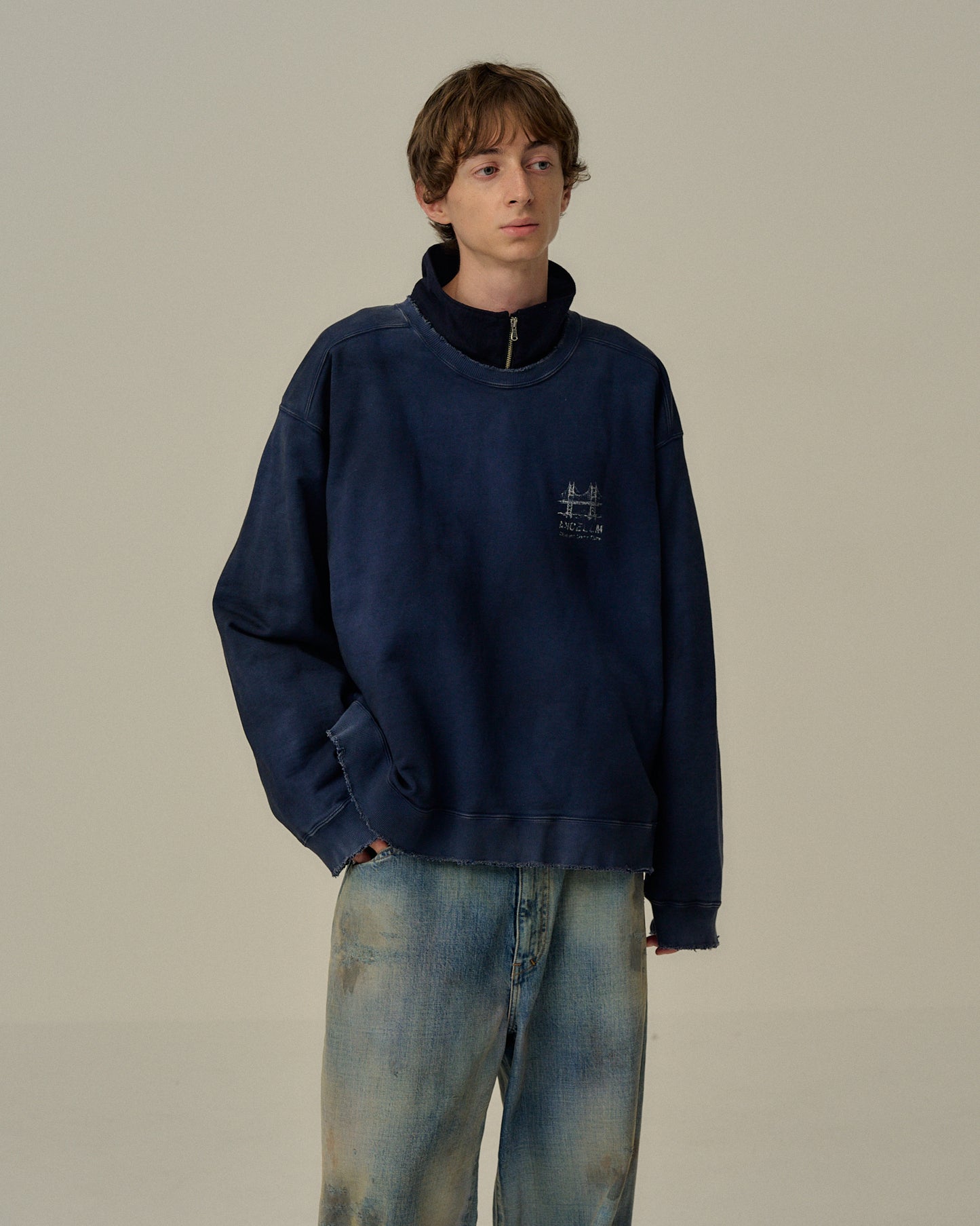 BRIDGE SWEAT SHIRT(NAVY)