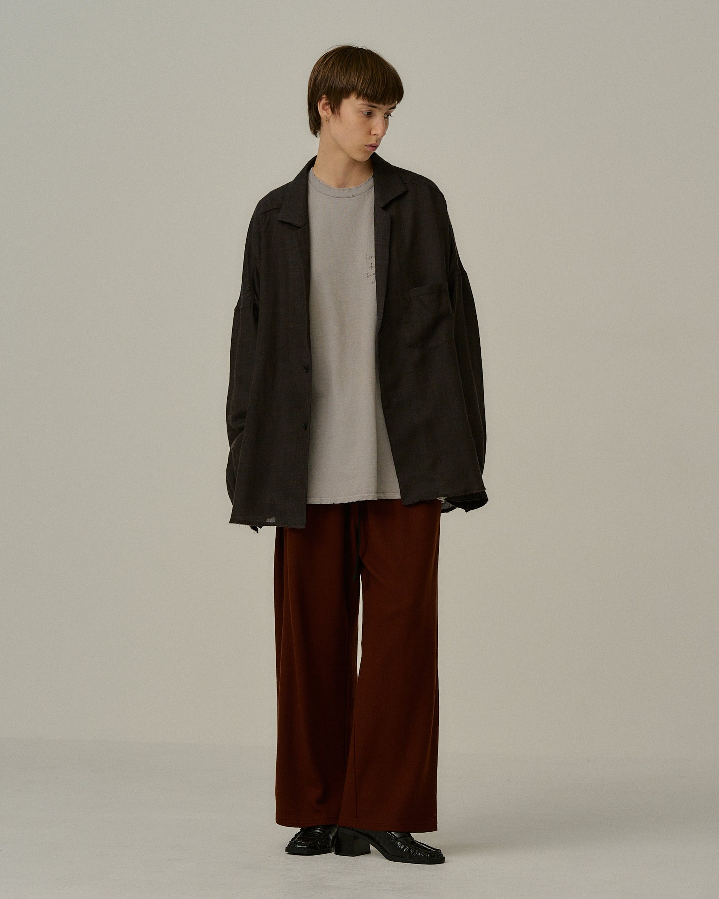 WOOL KERSEY TAILORED SHIRT(BROWN)