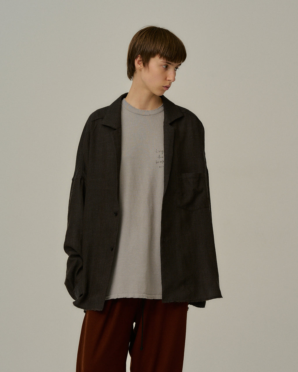 WOOL KERSEY TAILORED SHIRT(BROWN)