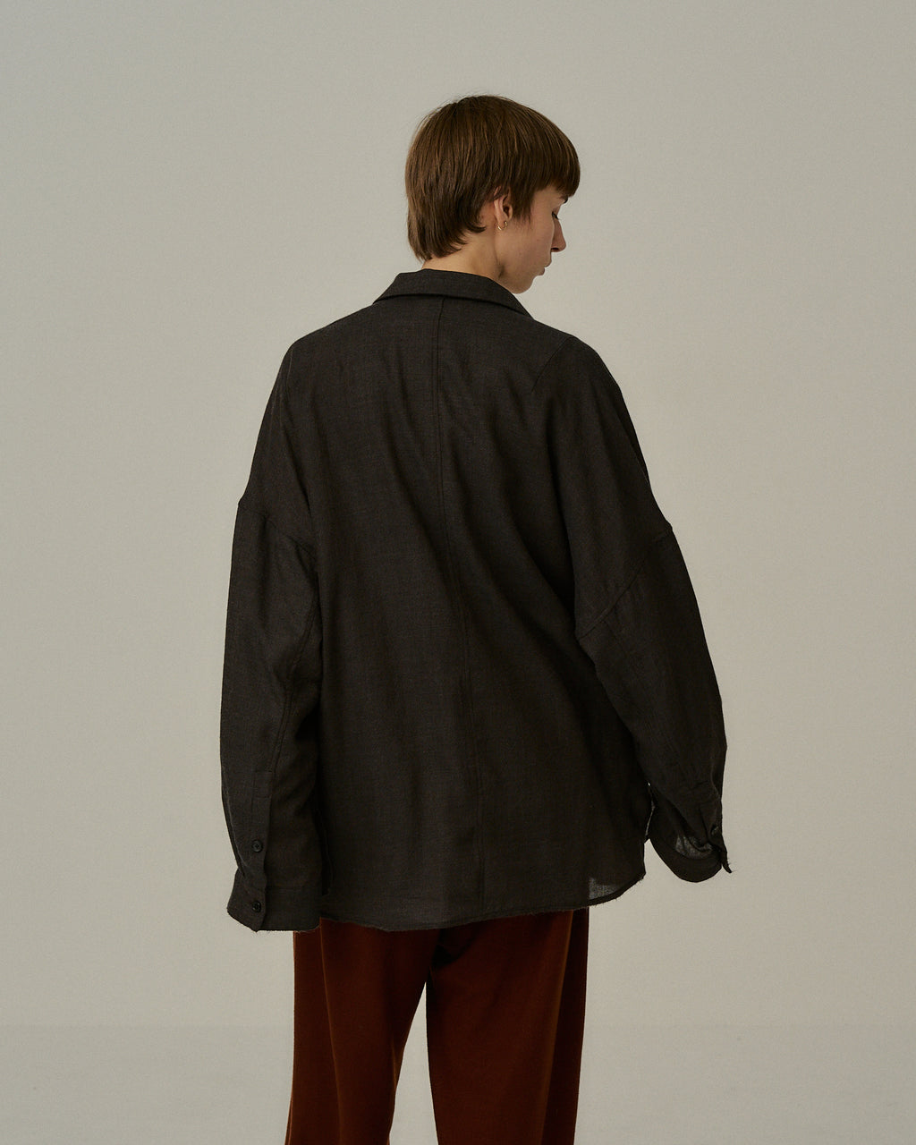 WOOL KERSEY TAILORED SHIRT(BROWN) – ANCELLM