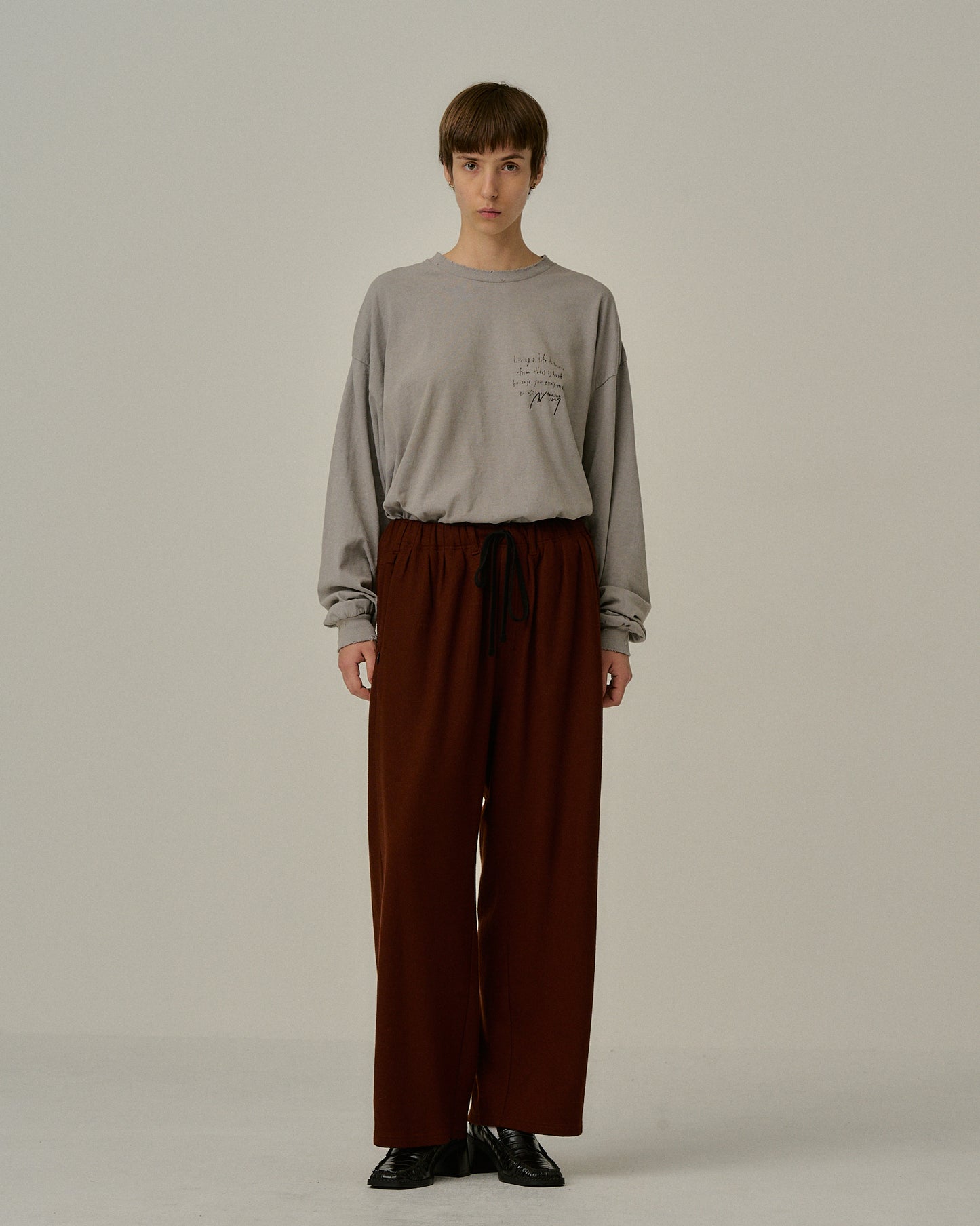 WOOL GATHERS SLACKS(MARRON)