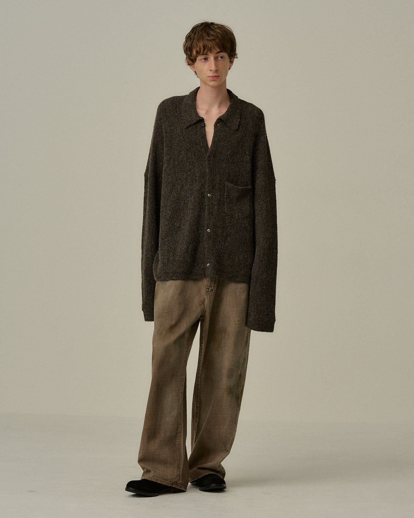 KIMONO KNIT SHIRT(BROWN)