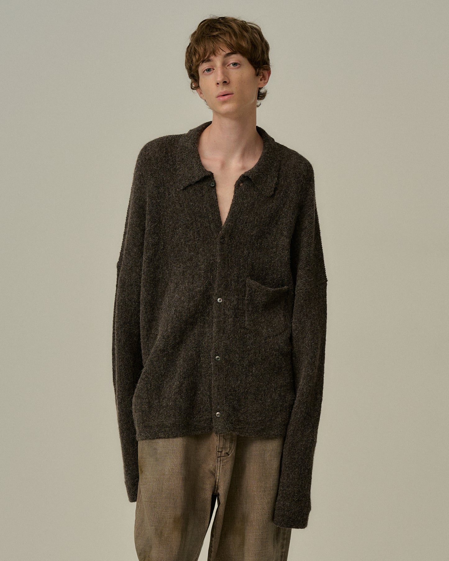 KIMONO KNIT SHIRT(BROWN)