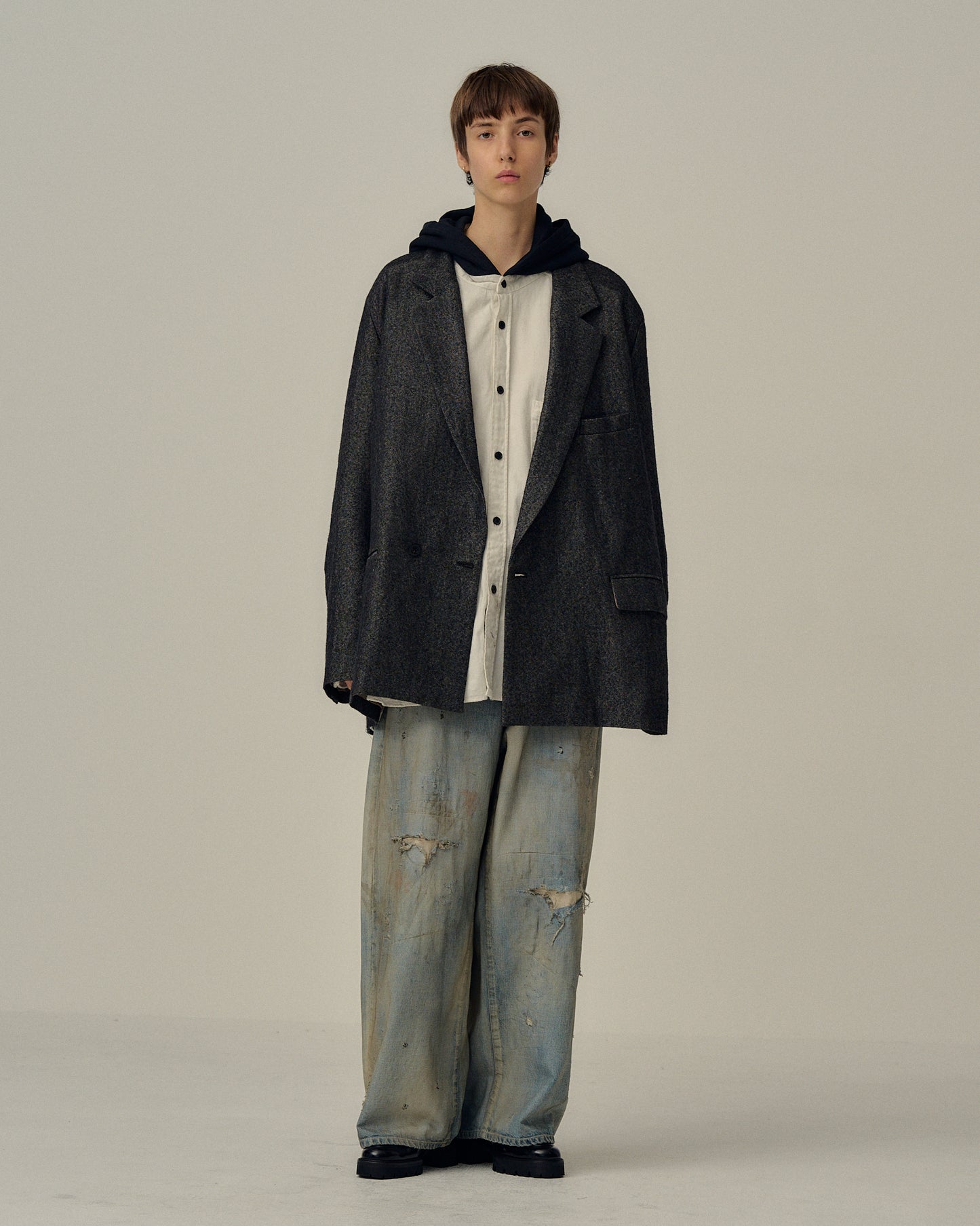 SEMI-DOUBLE TAILORED JACKET(BROWN)