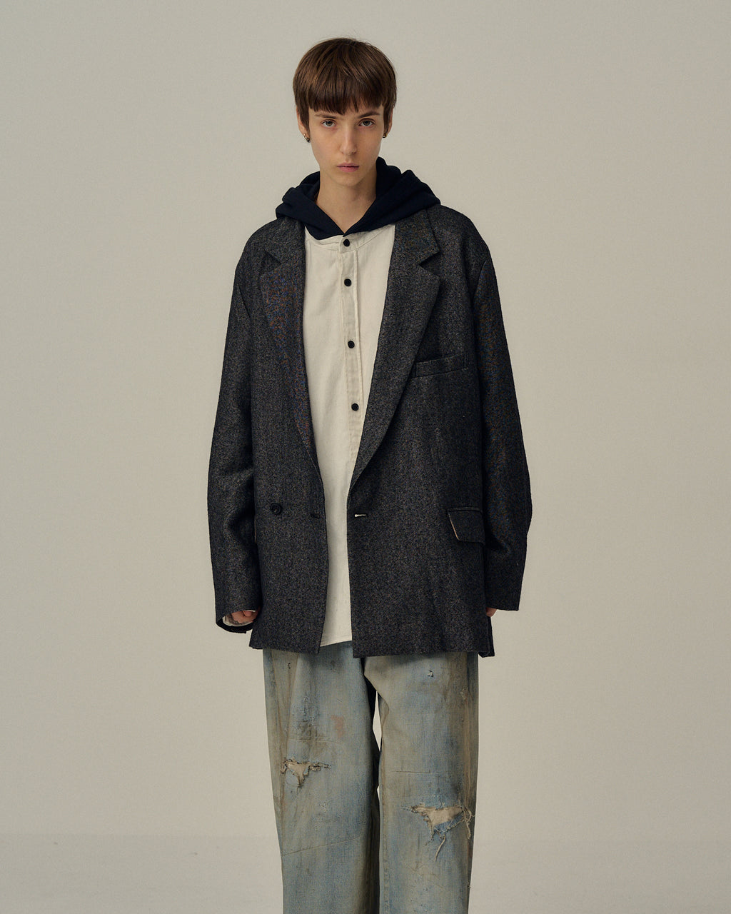 ジャケット・アウター ANCELLM 25AW SEMI-DOUBLE TAILOREDJACKET SEMI-DOUBLE TAILORED JACKET(BLACK) – ANCELLM