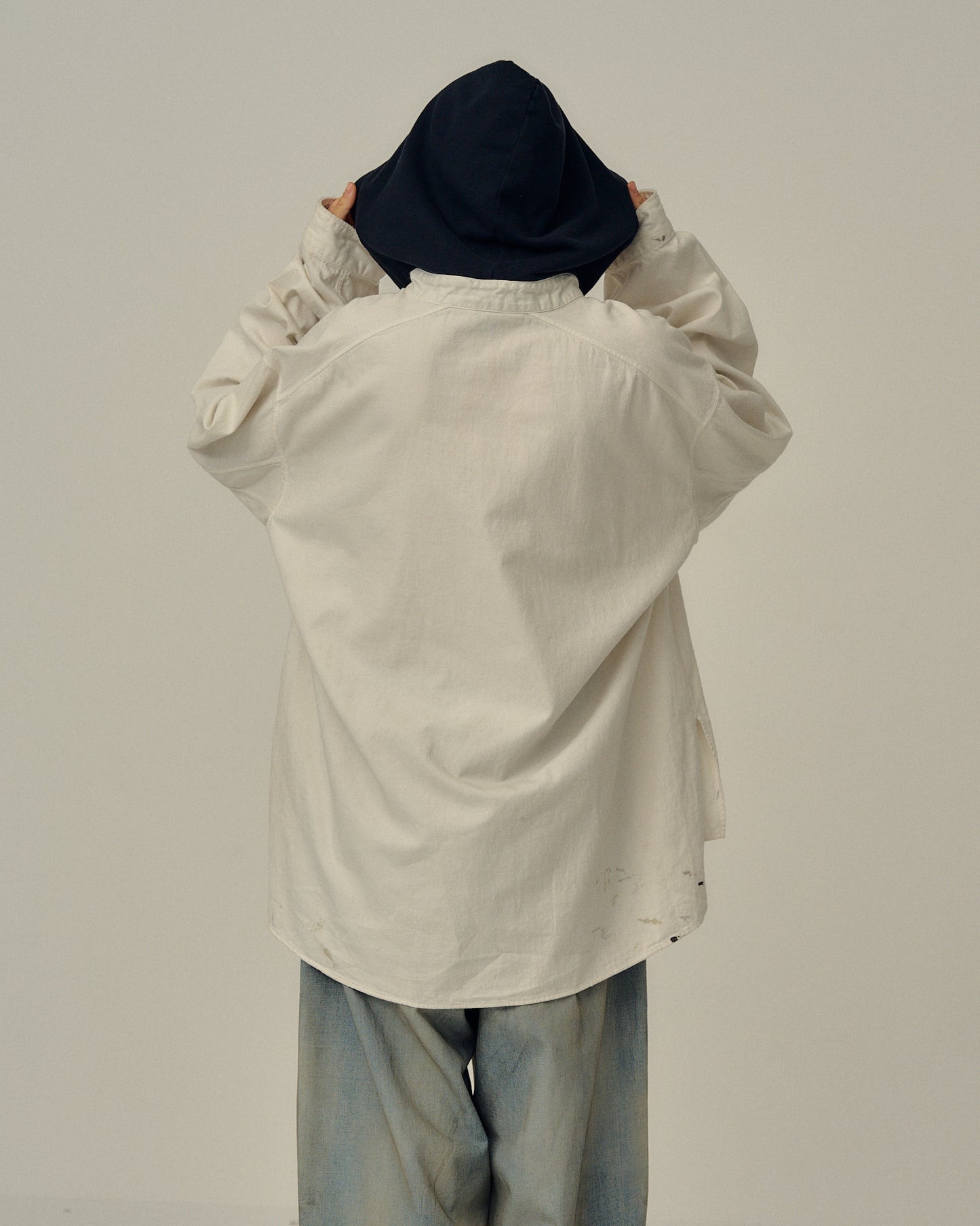 DENIM HOODIE SHIRT(WHITE)