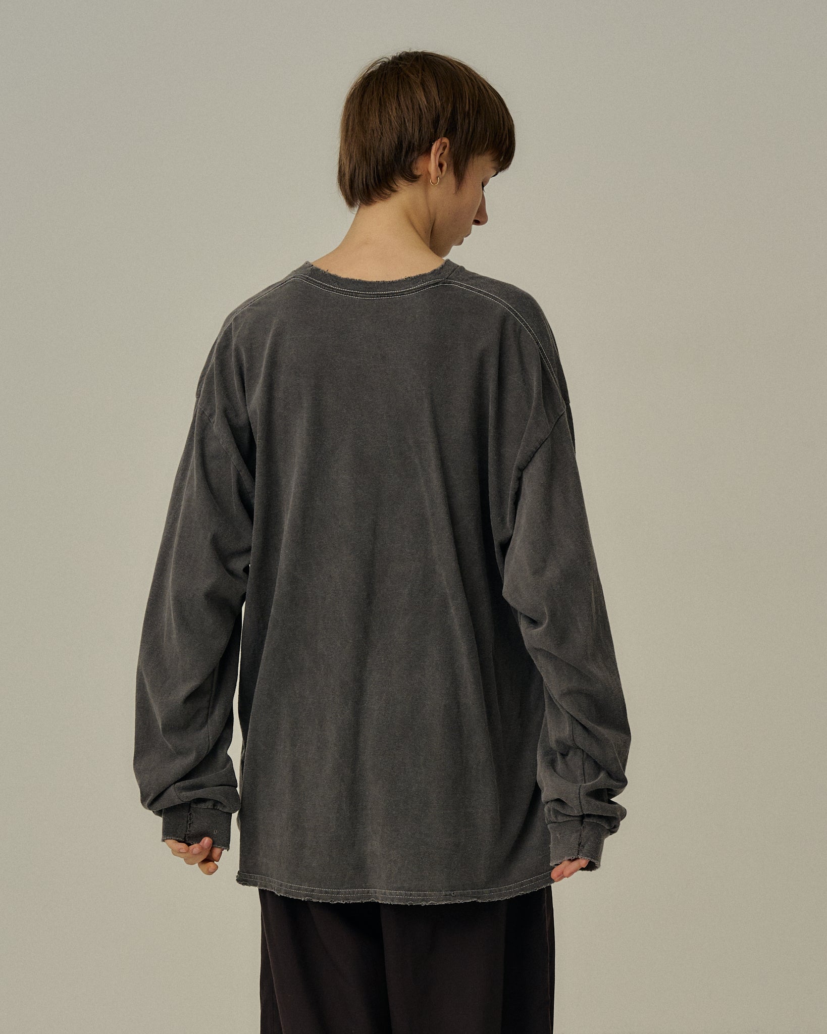 EMBROIDERY DYED LS T-SHIRT(F.BLACK) – ANCELLM