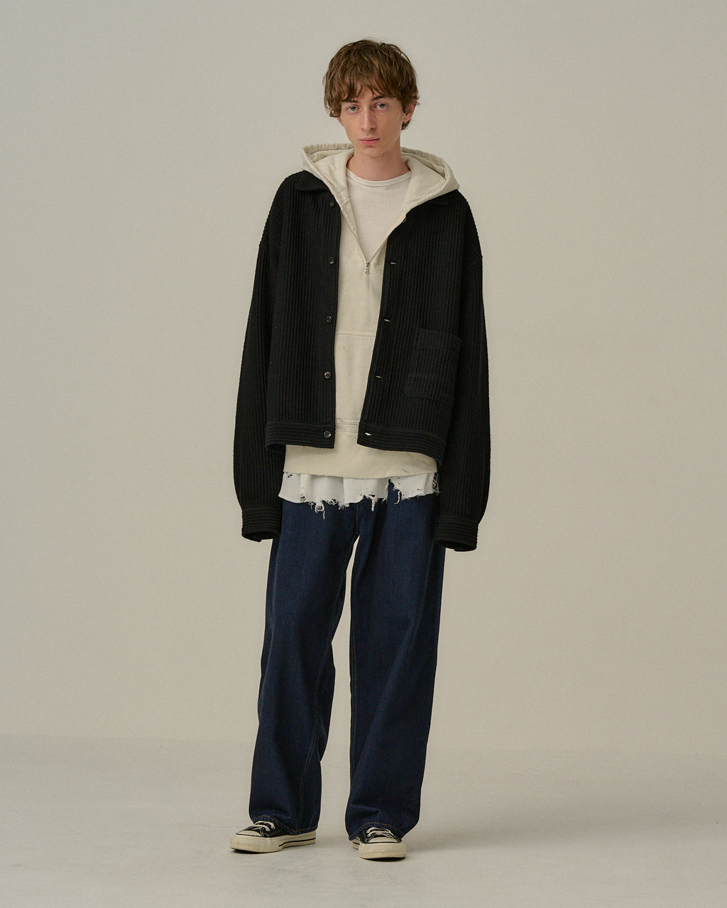 WOOL CORDUROY WORK SHIRT JACKET(BLACK)